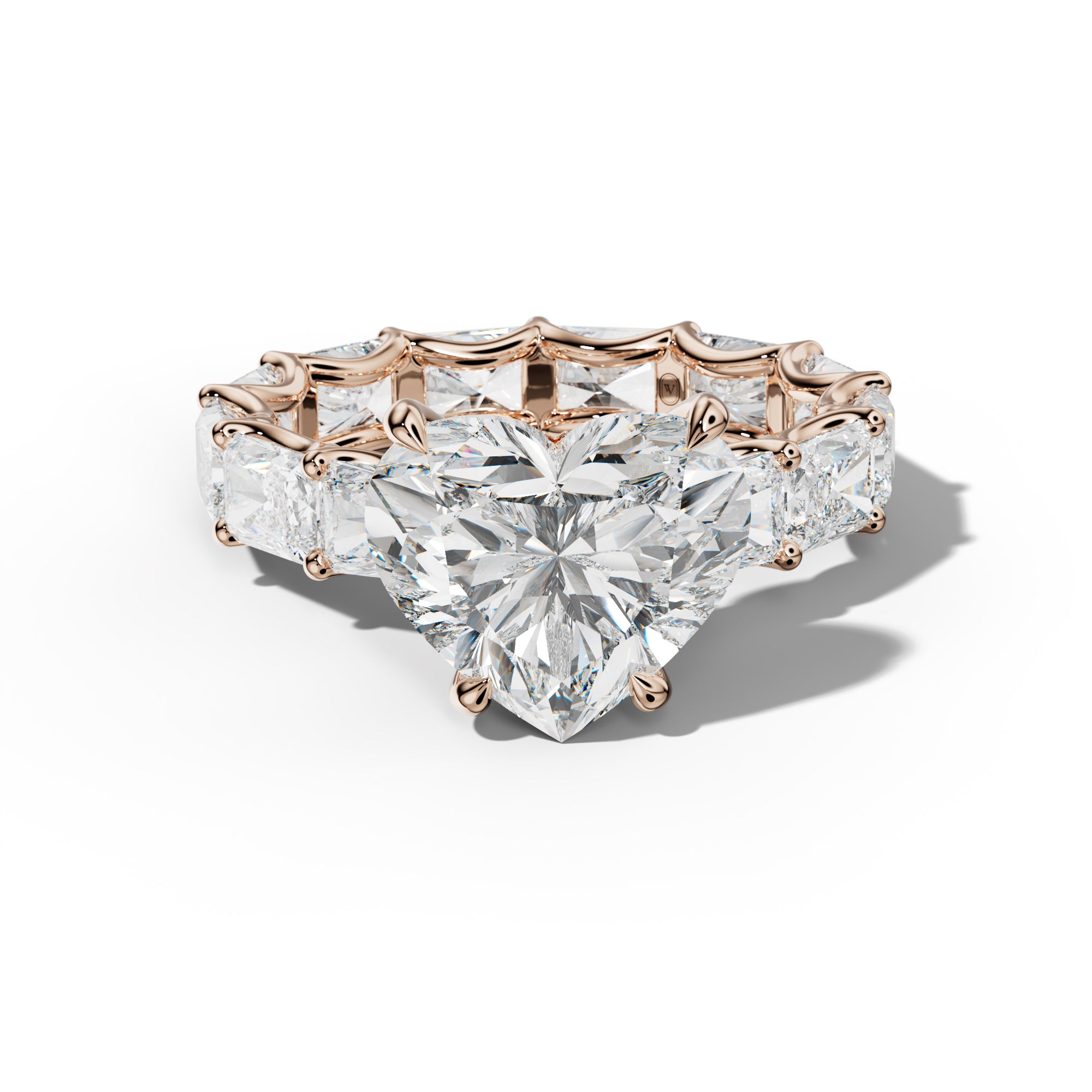 Daphne Heart Diamond Engagement Ring With East West Radiant Side Stones