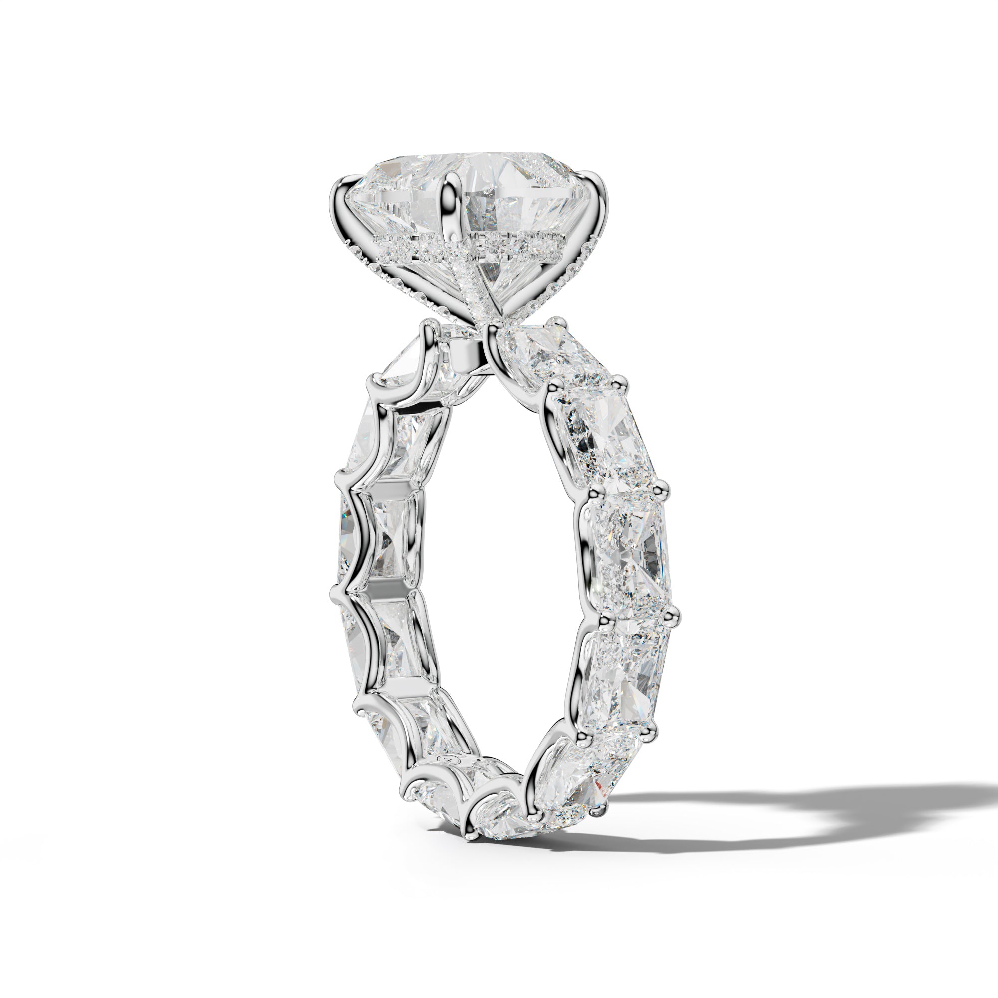 Daphne Heart Diamond Engagement Ring With East West Radiant Side Stones