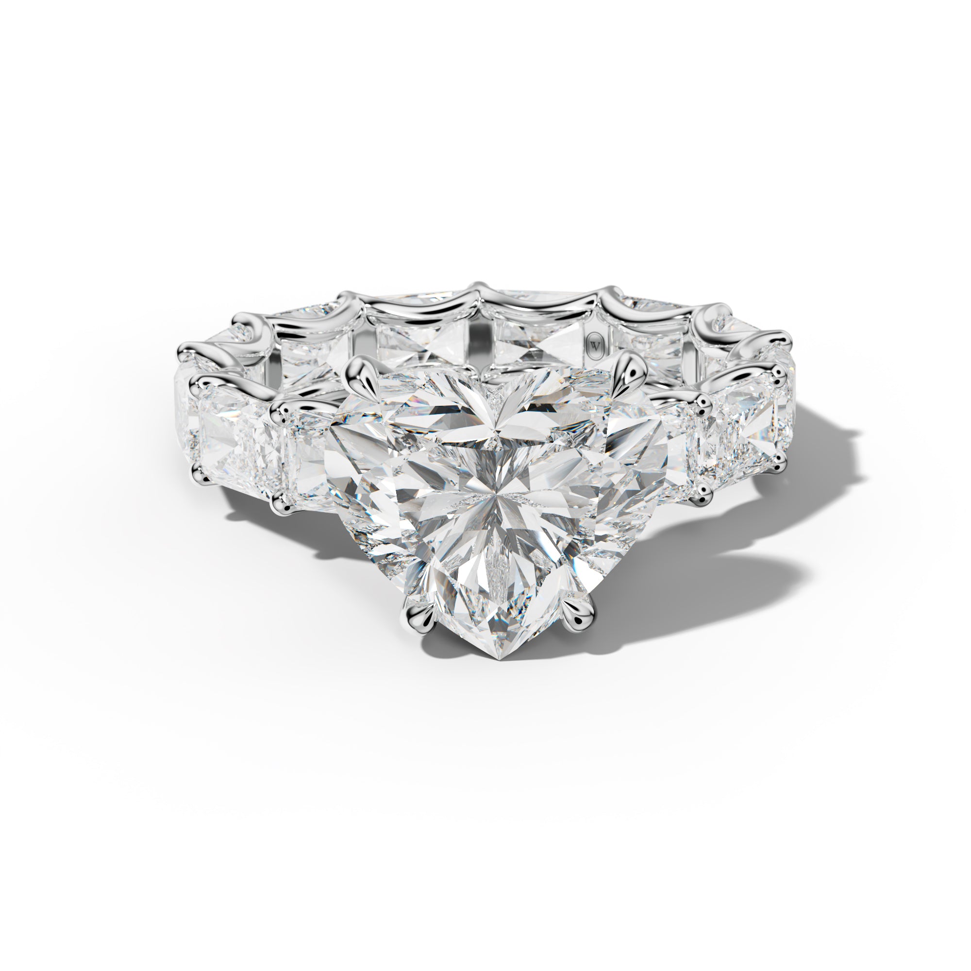 Daphne Heart Diamond Engagement Ring With East West Radiant Side Stones