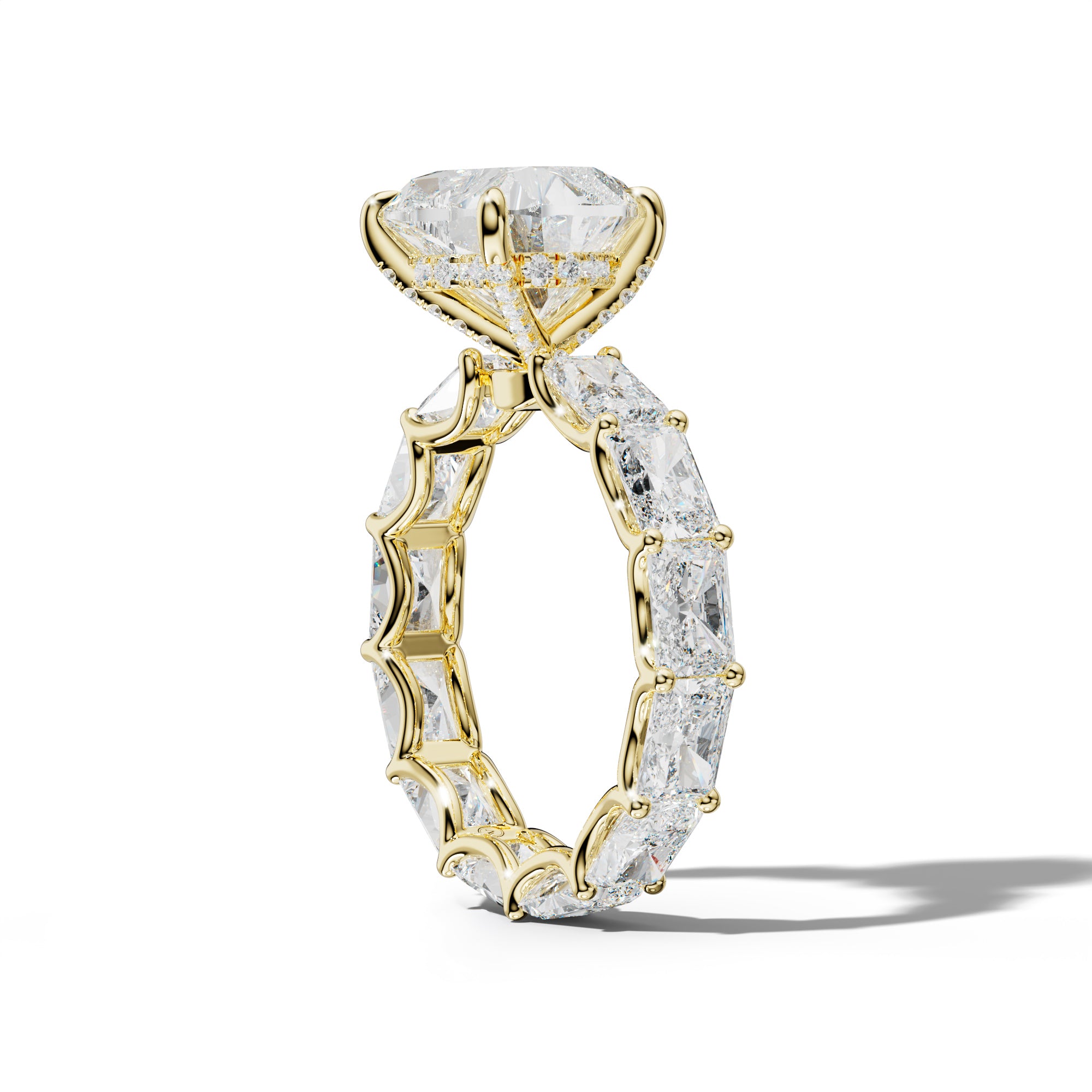 Daphne Heart Diamond Engagement Ring With East West Radiant Side Stones