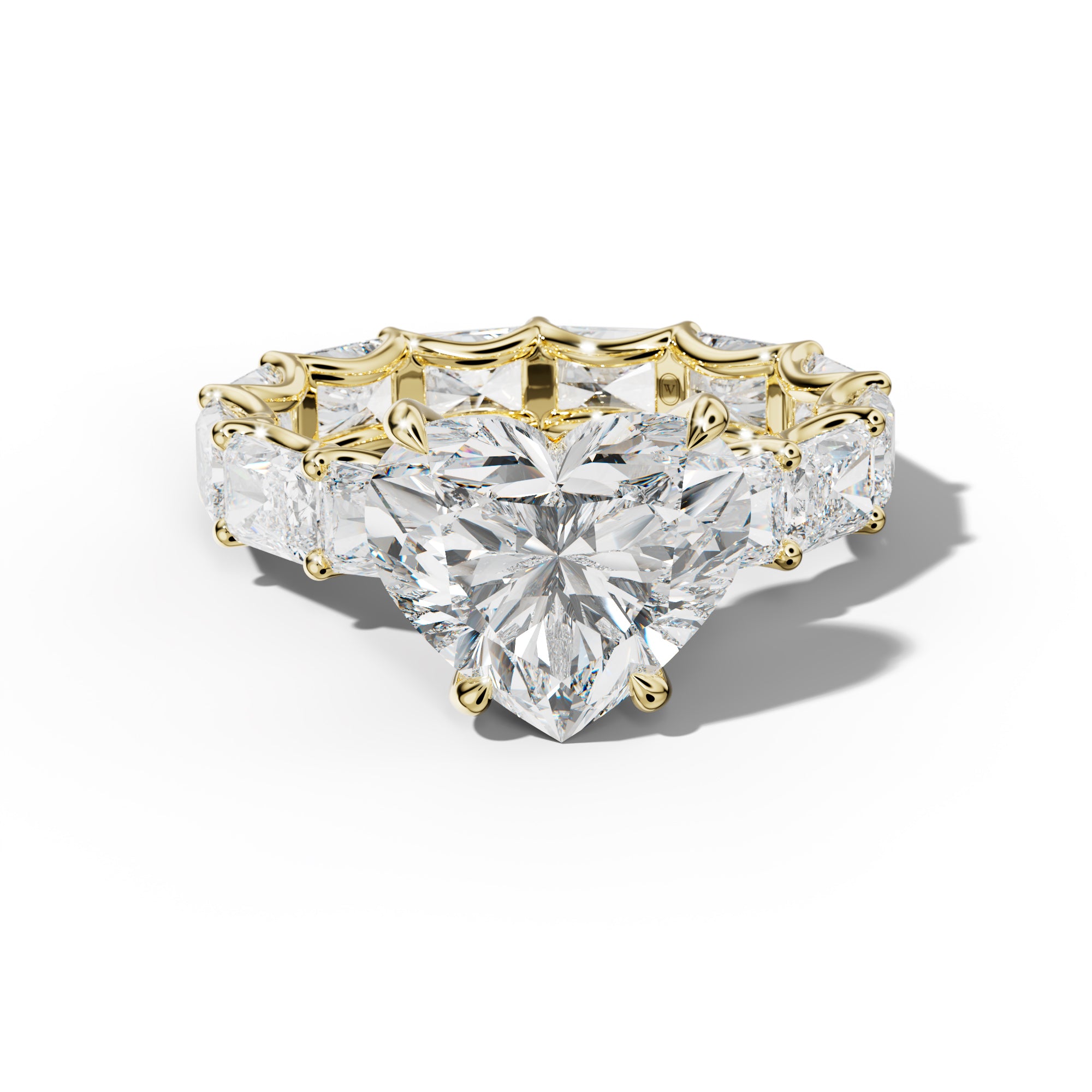 Daphne Heart Diamond Engagement Ring With East West Radiant Side Stones