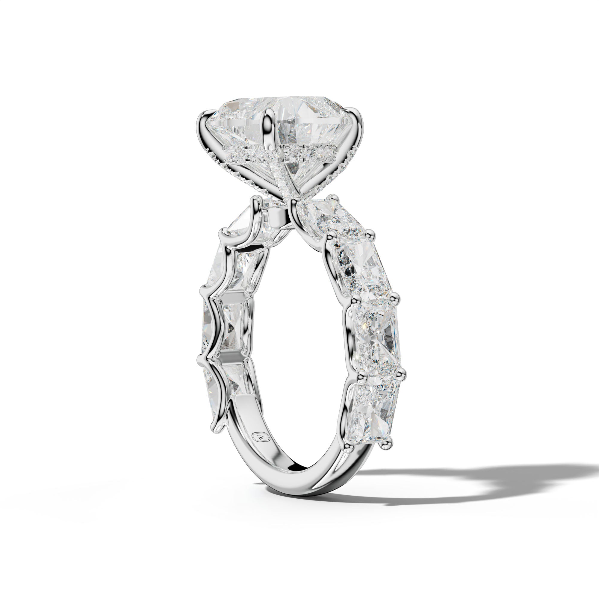 Nancy Heart Diamond Engagement Ring With East West Radiant Side Stones