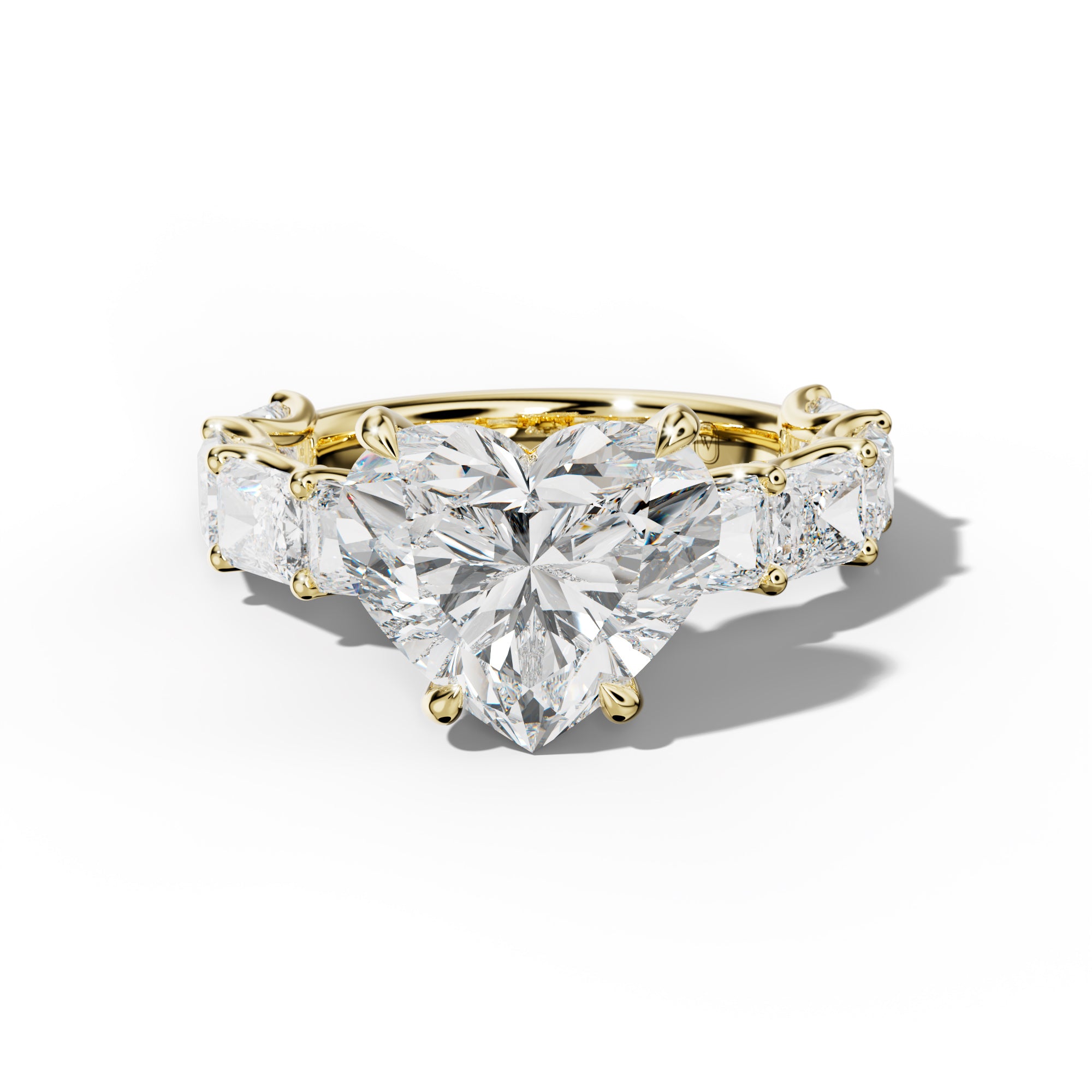Nancy Heart Diamond Engagement Ring With East West Radiant Side Stones