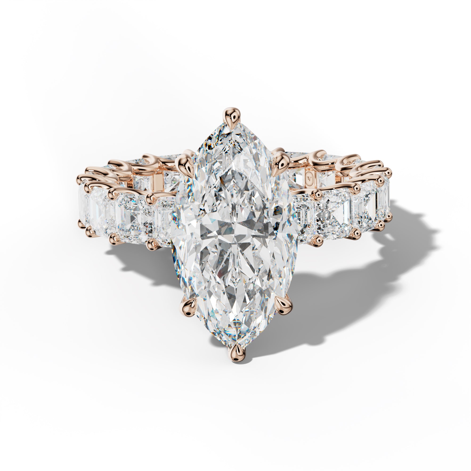 Aisha Marquise Diamond Engagement Ring With Asscher Side Stones
