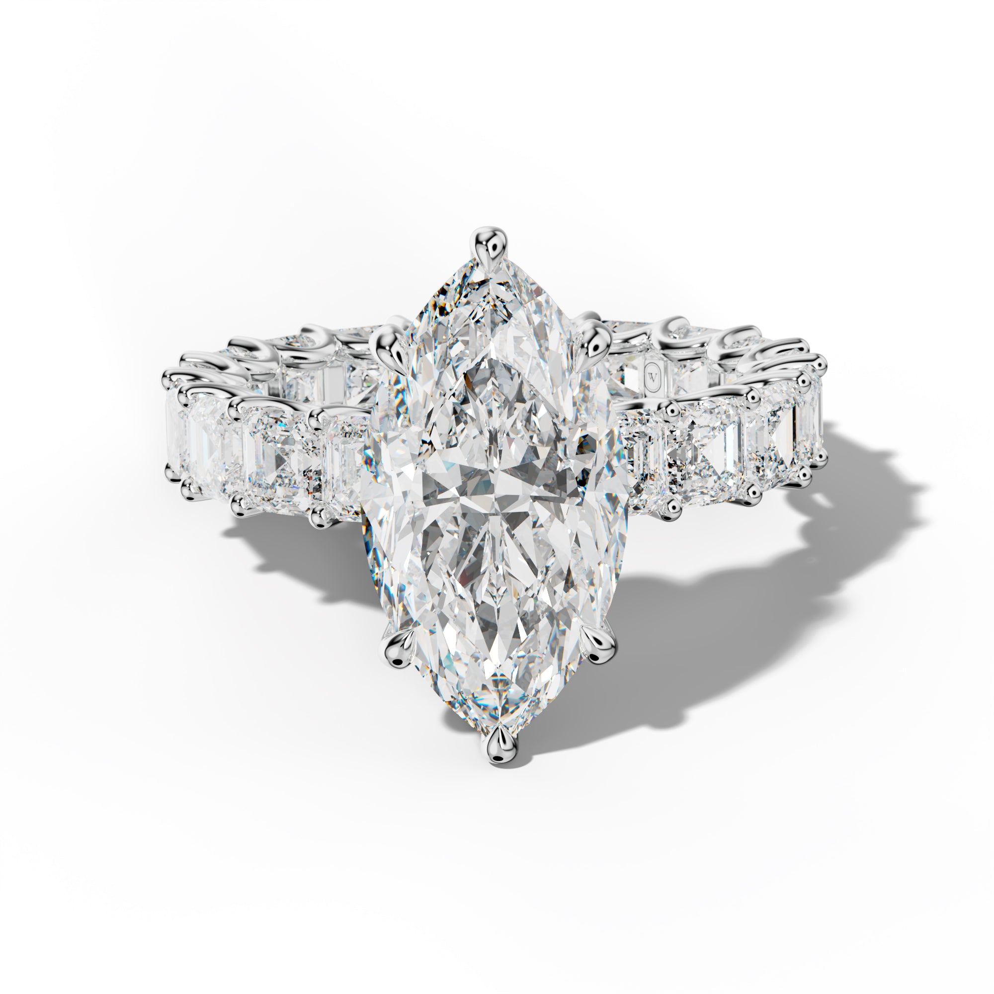 Aisha Marquise Diamond Engagement Ring With Asscher Side Stones