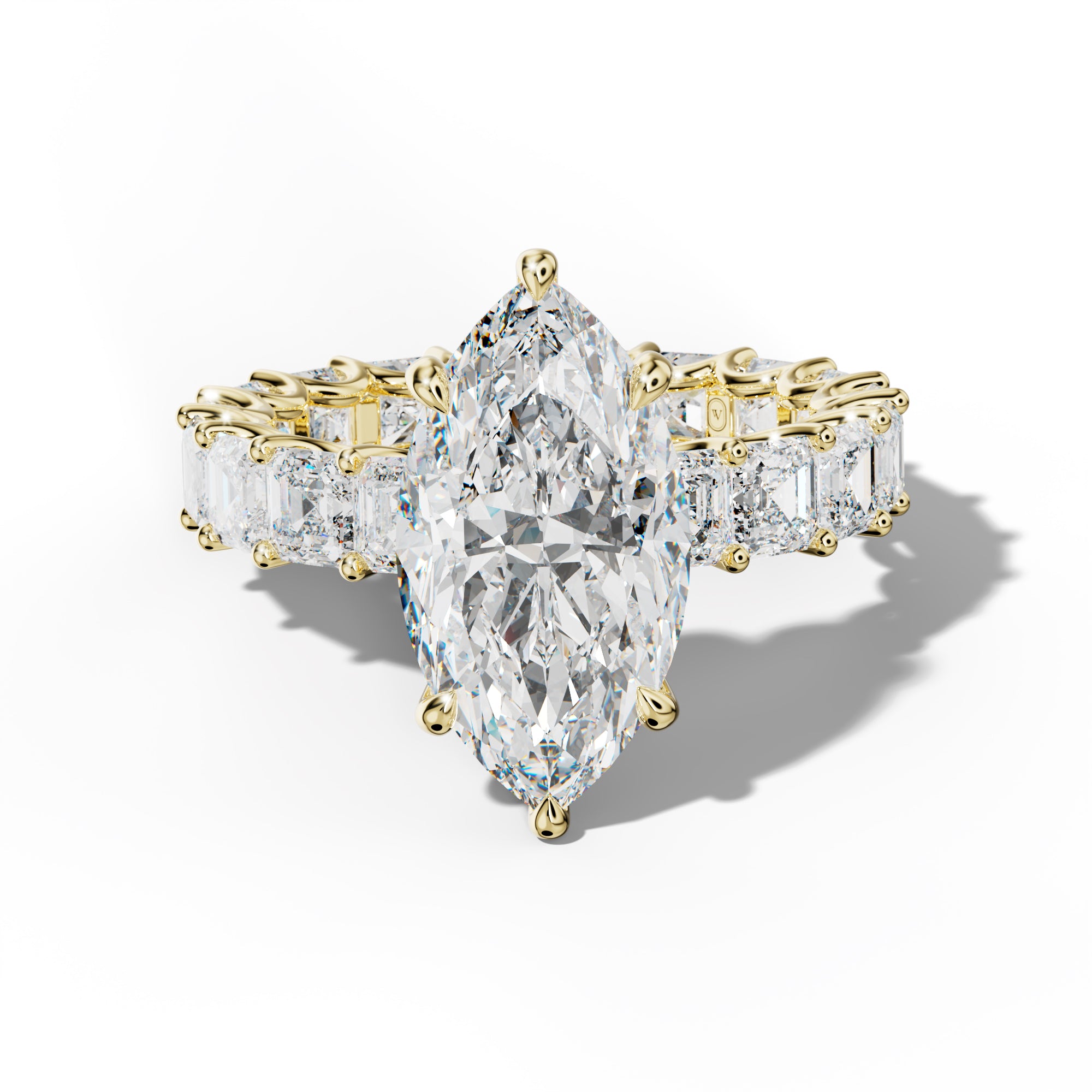 Aisha Marquise Diamond Engagement Ring With Asscher Side Stones