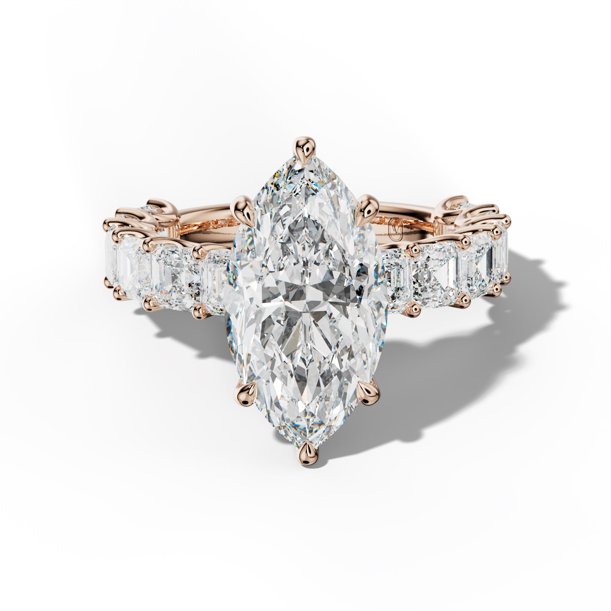 Haven Marquise Diamond Engagement Ring With Asscher Side Stones