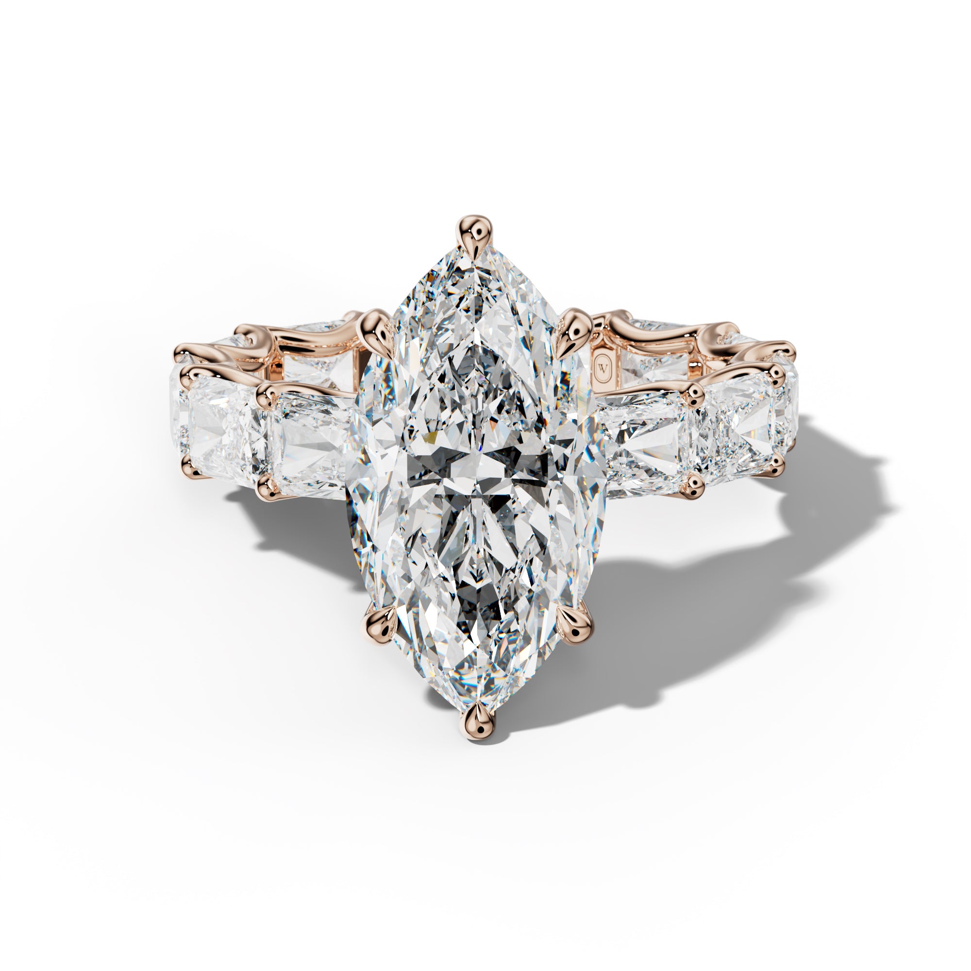 Daphne Marquise Diamond Engagement Ring With East West Radiant Side Stones