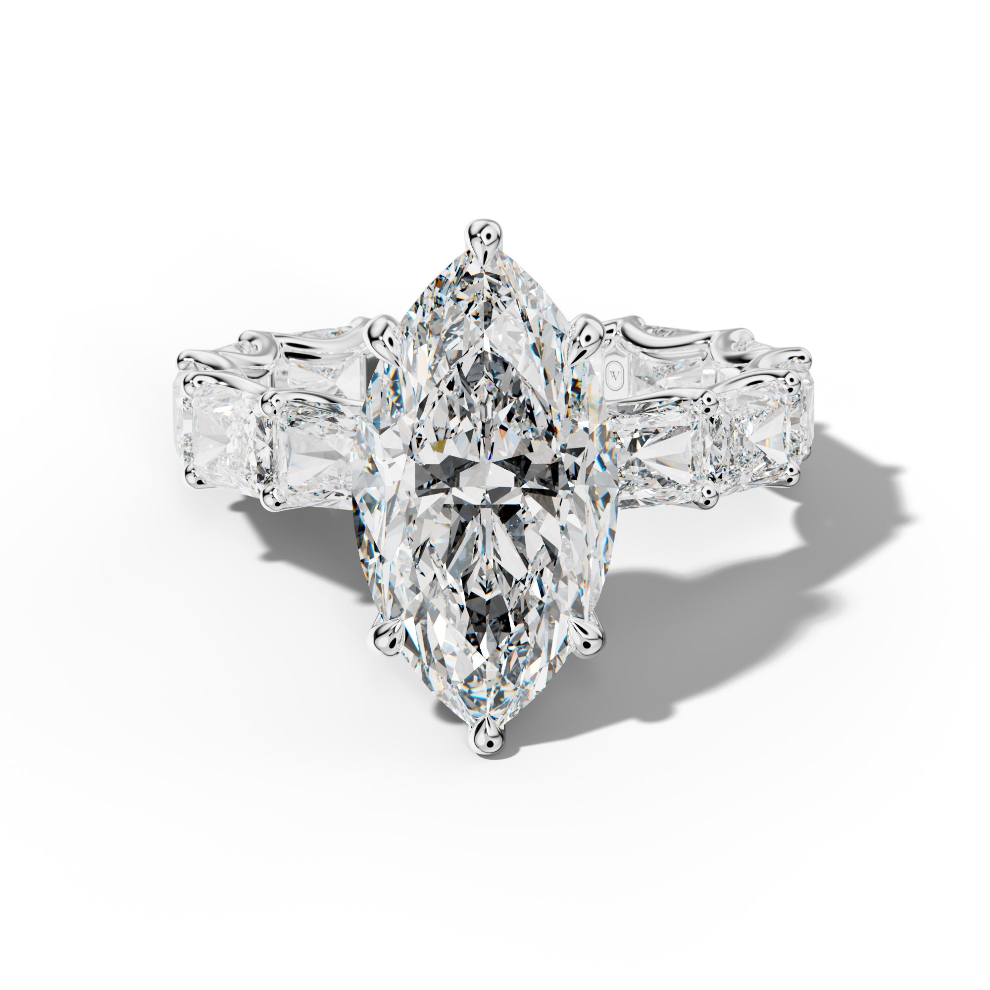 Daphne Marquise Diamond Engagement Ring With East West Radiant Side Stones