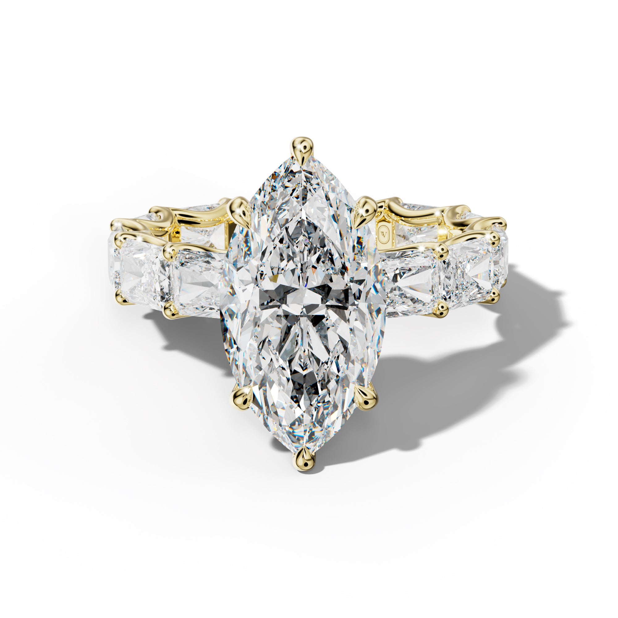 Daphne Marquise Diamond Engagement Ring With East West Radiant Side Stones