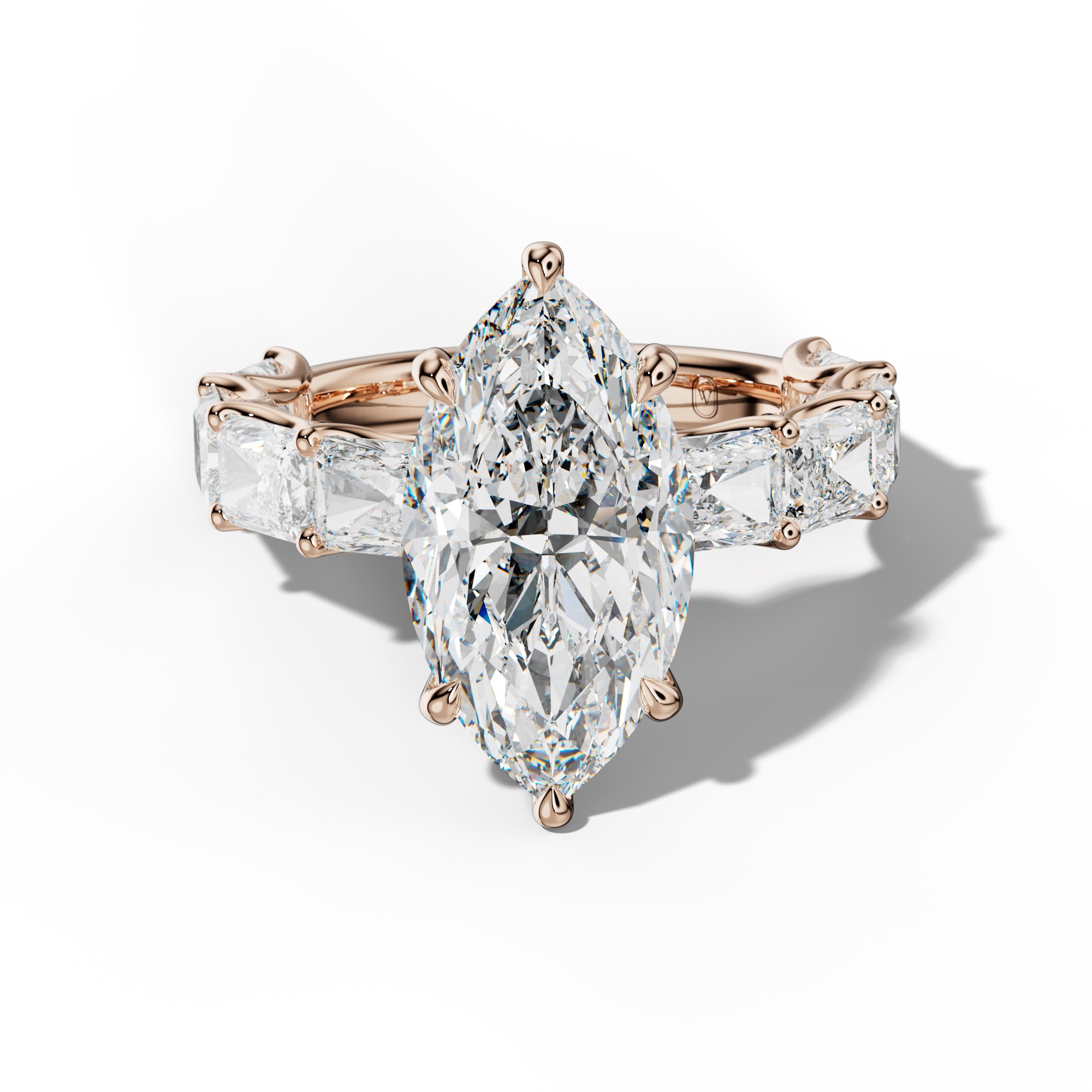 Nancy Marquise Diamond Engagement Ring With East West Radiant Side Stones