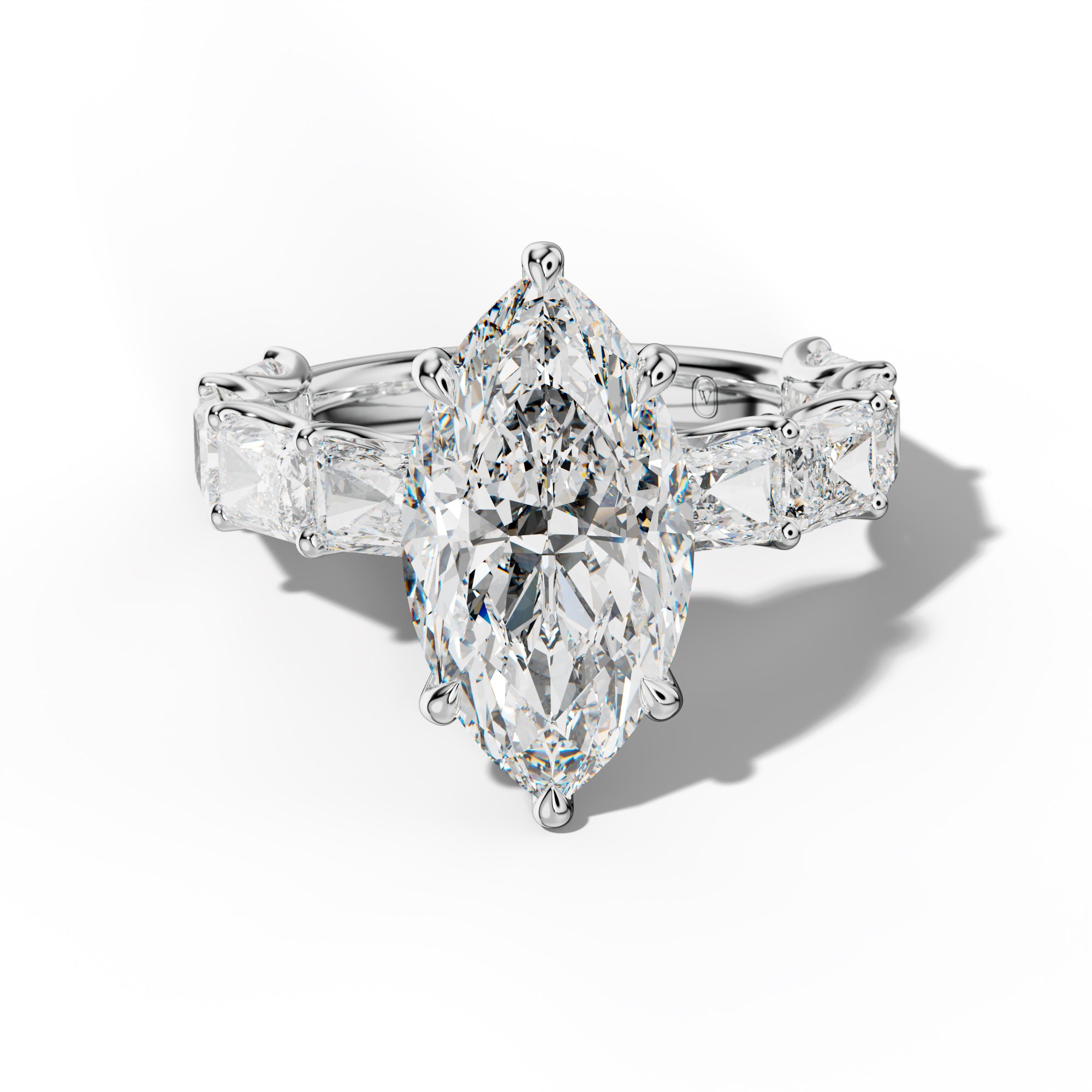 Nancy Marquise Diamond Engagement Ring With East West Radiant Side Stones
