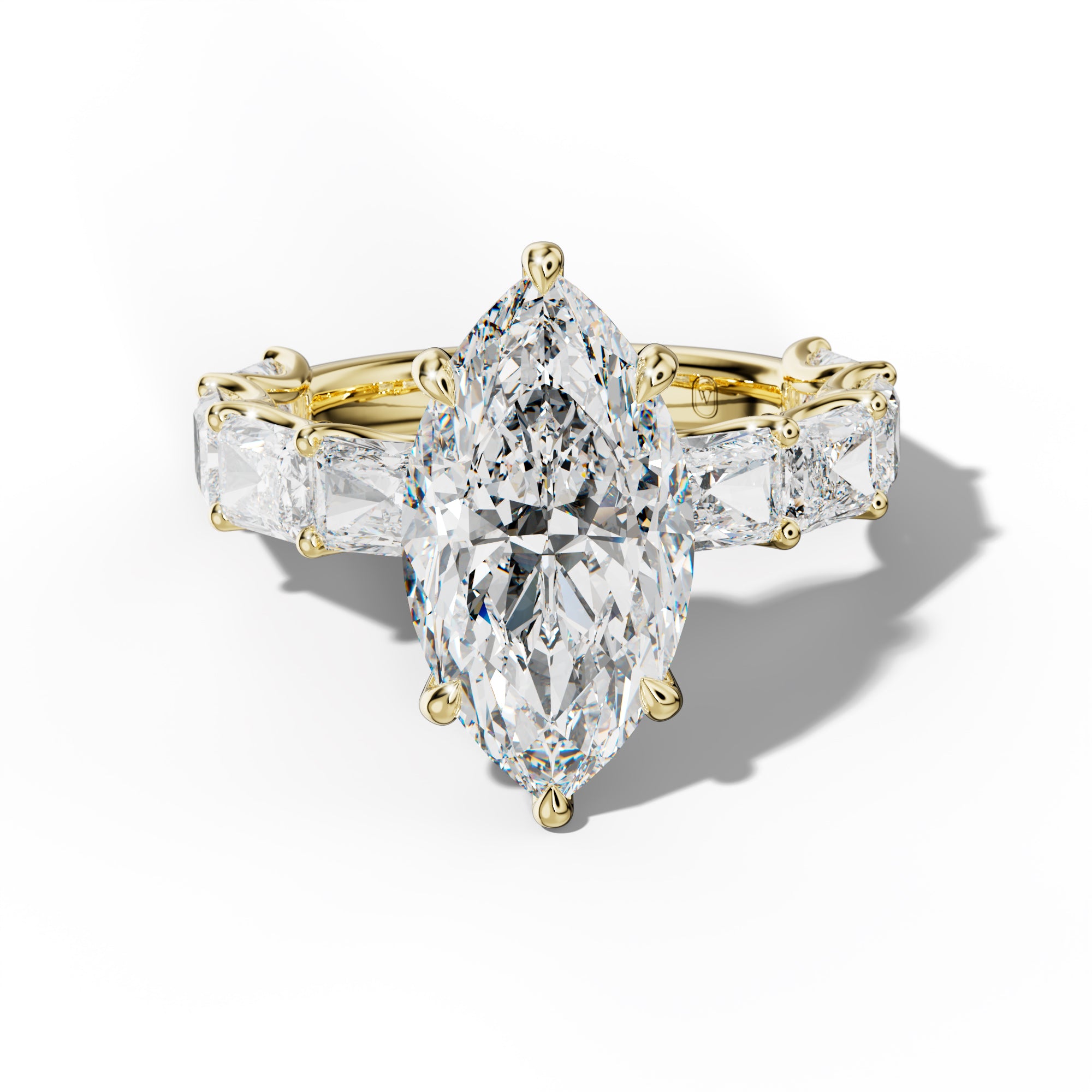 Nancy Marquise Diamond Engagement Ring With East West Radiant Side Stones