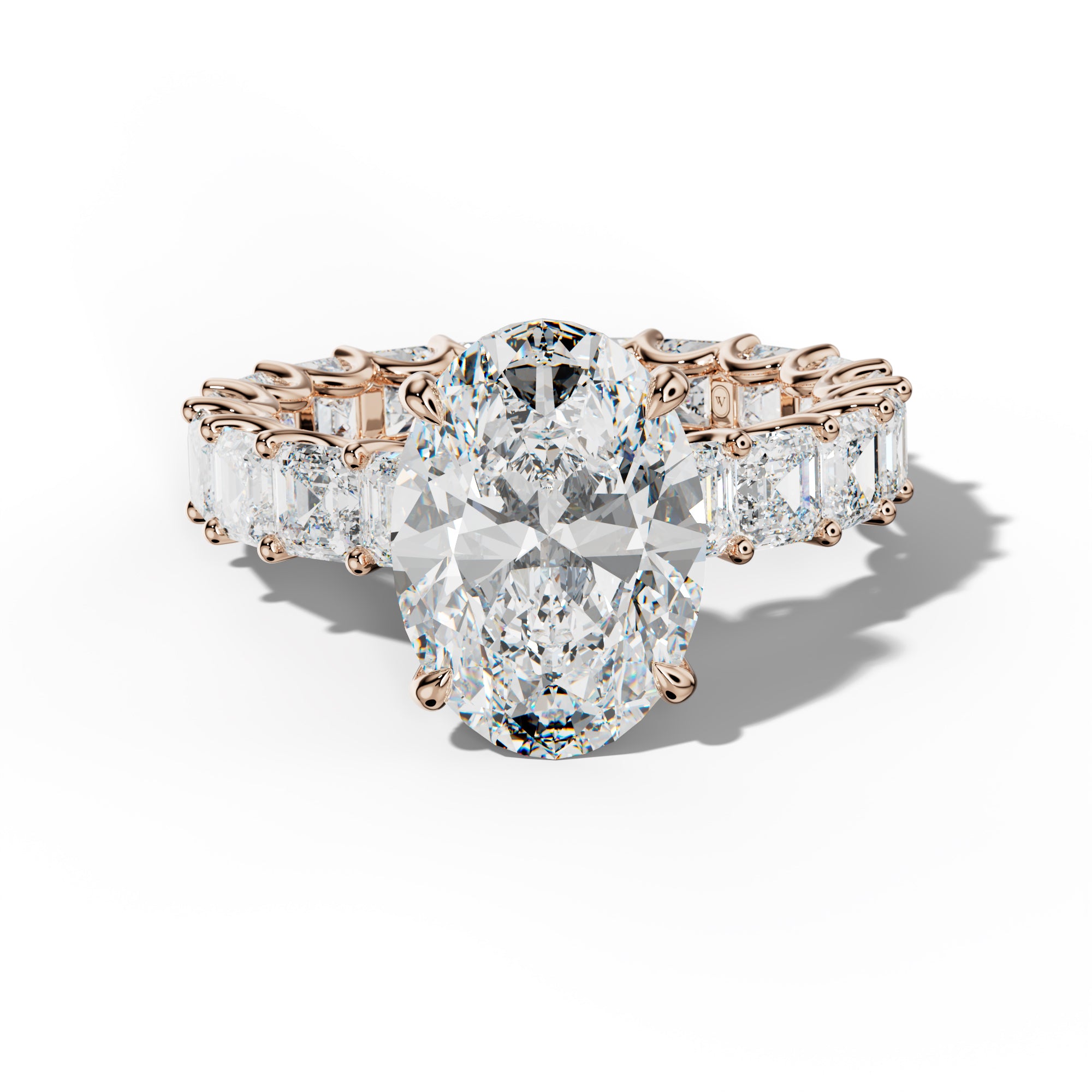 Aisha Oval Diamond Engagement Ring With Asscher Side Stones