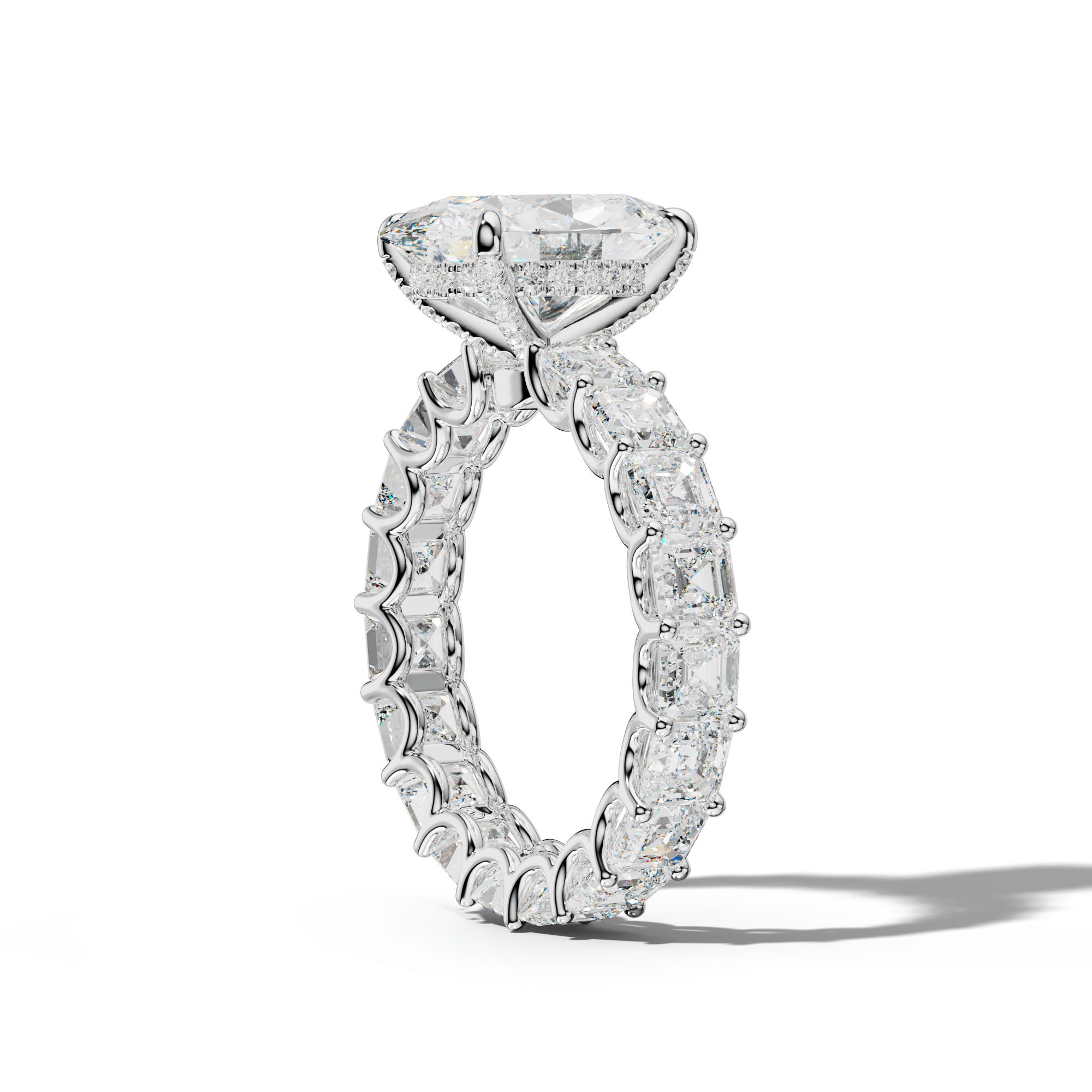 Aisha Oval Diamond Engagement Ring With Asscher Side Stones