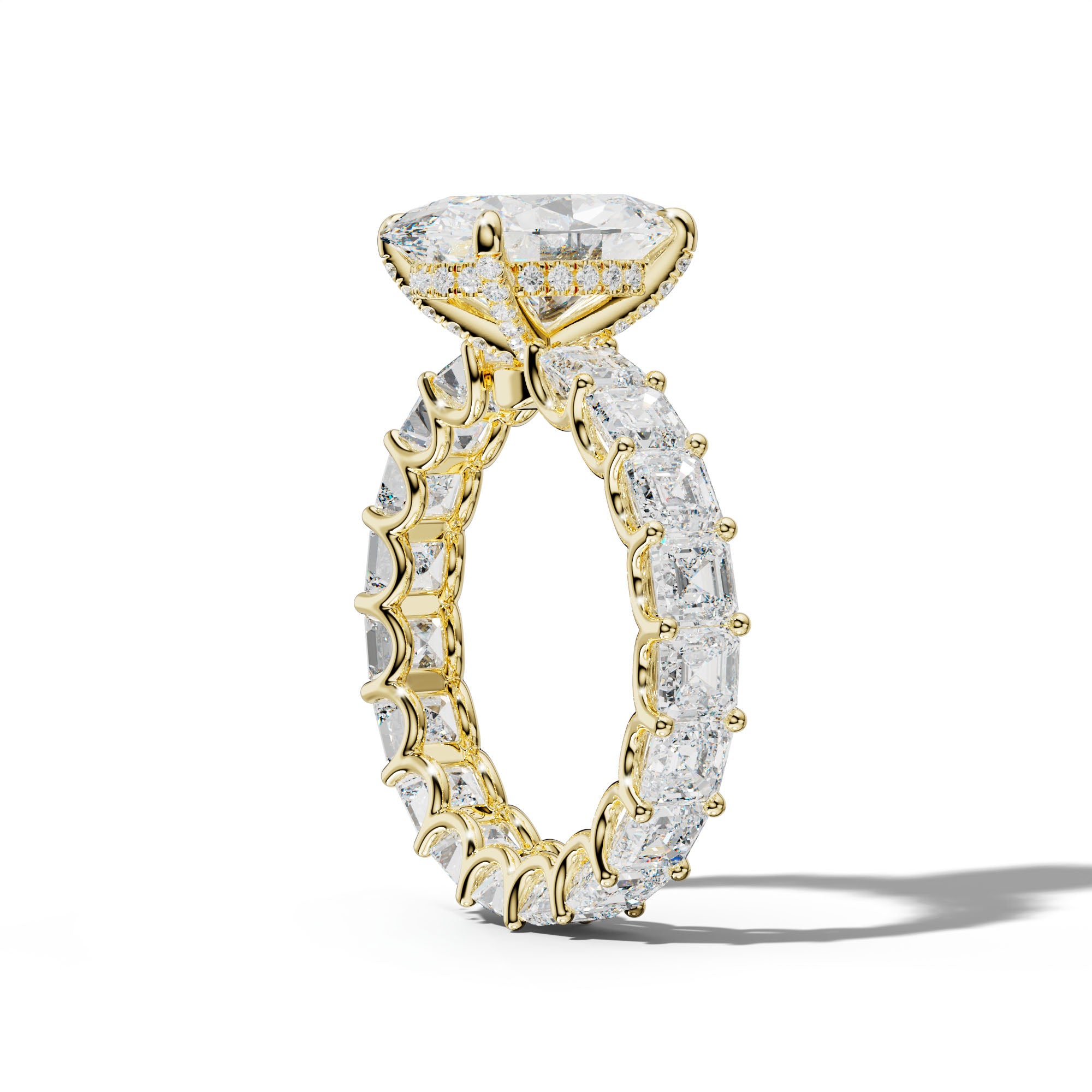 Aisha Oval Diamond Engagement Ring With Asscher Side Stones