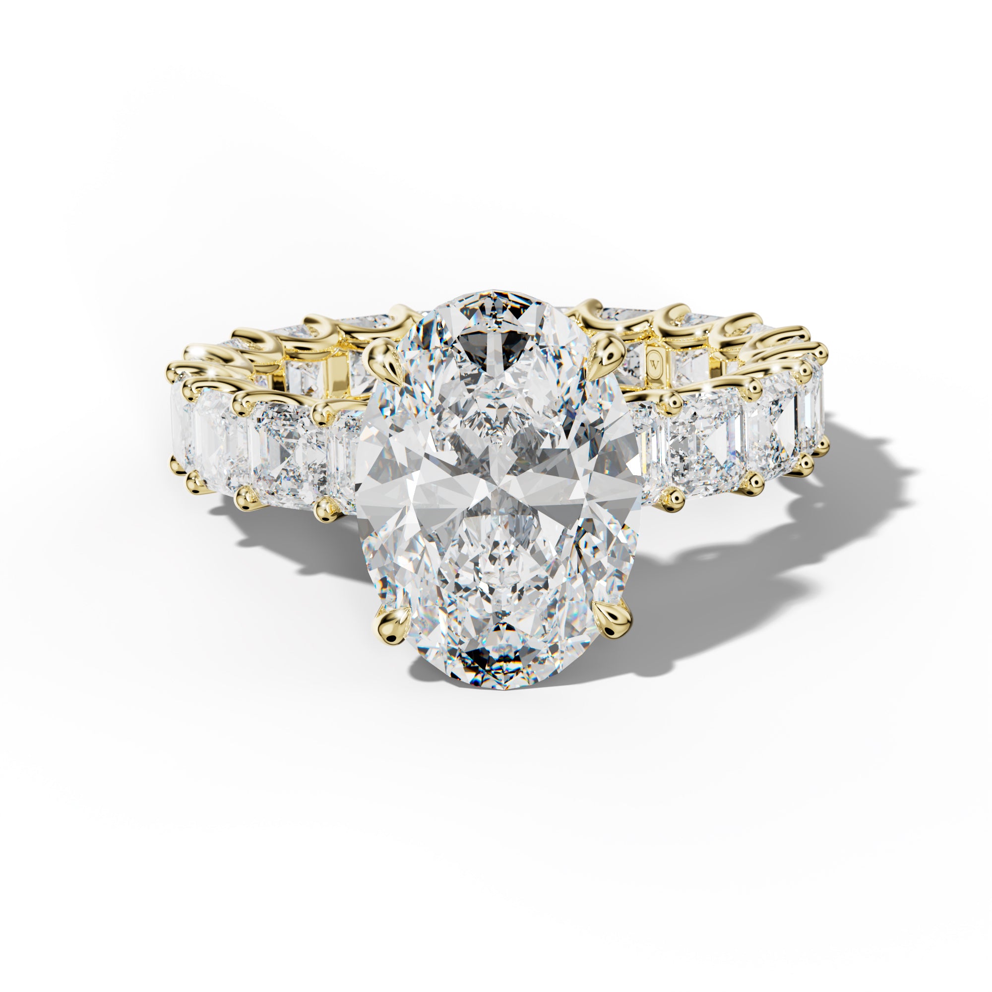 Aisha Oval Diamond Engagement Ring With Asscher Side Stones