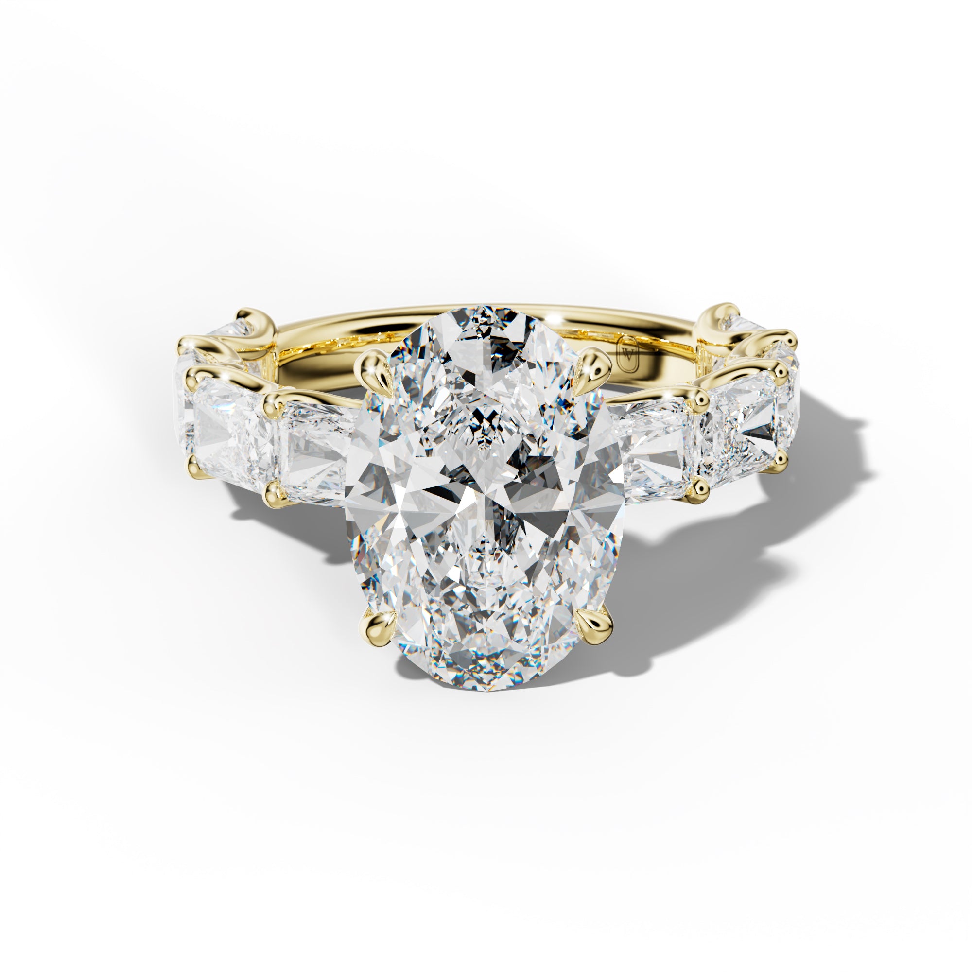 Nancy Oval Diamond Engagement Ring With East West Radiant Side Stones