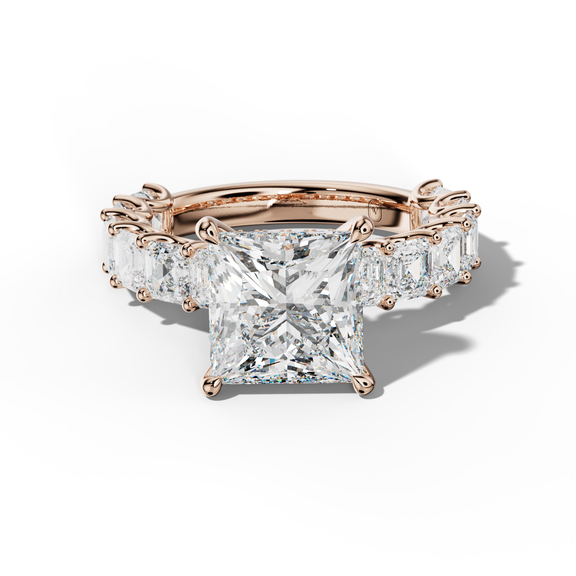 Haven Princess Cut Engagement Ring With Asscher Side Stones
