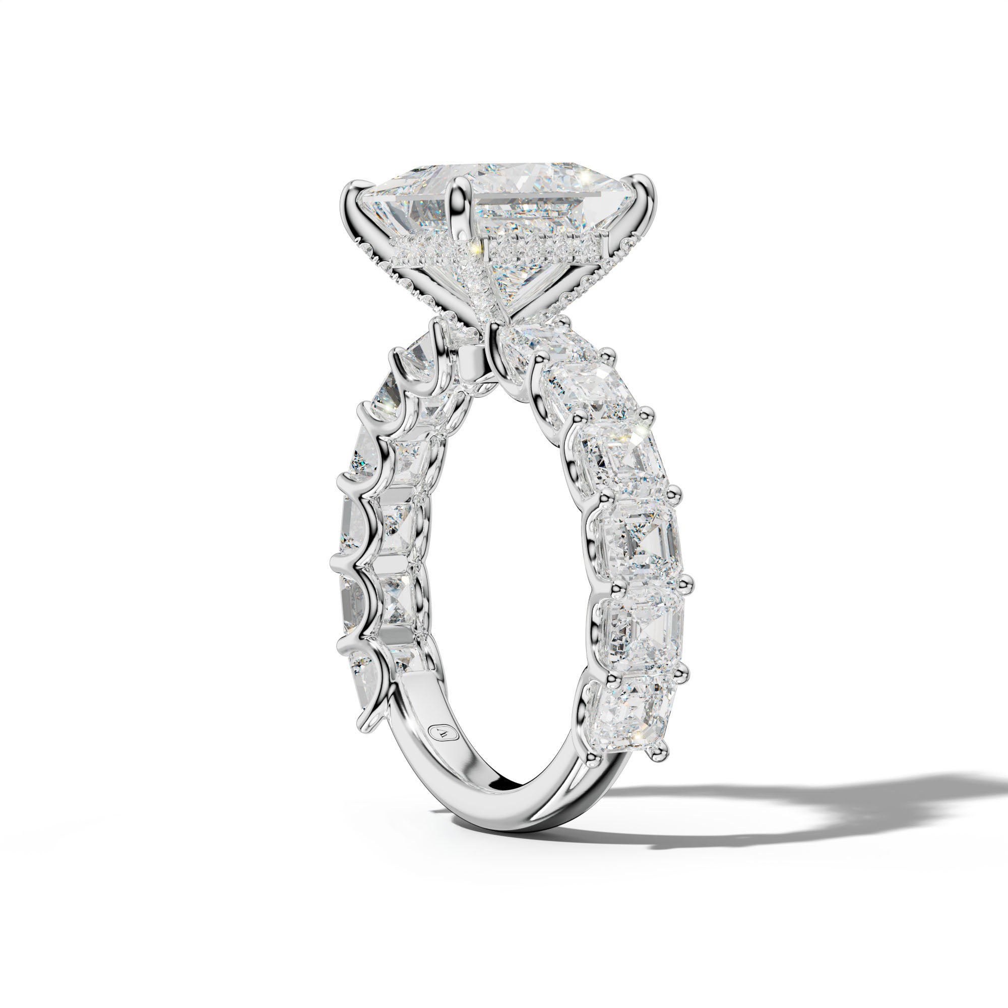 Haven Princess Cut Engagement Ring With Asscher Side Stones