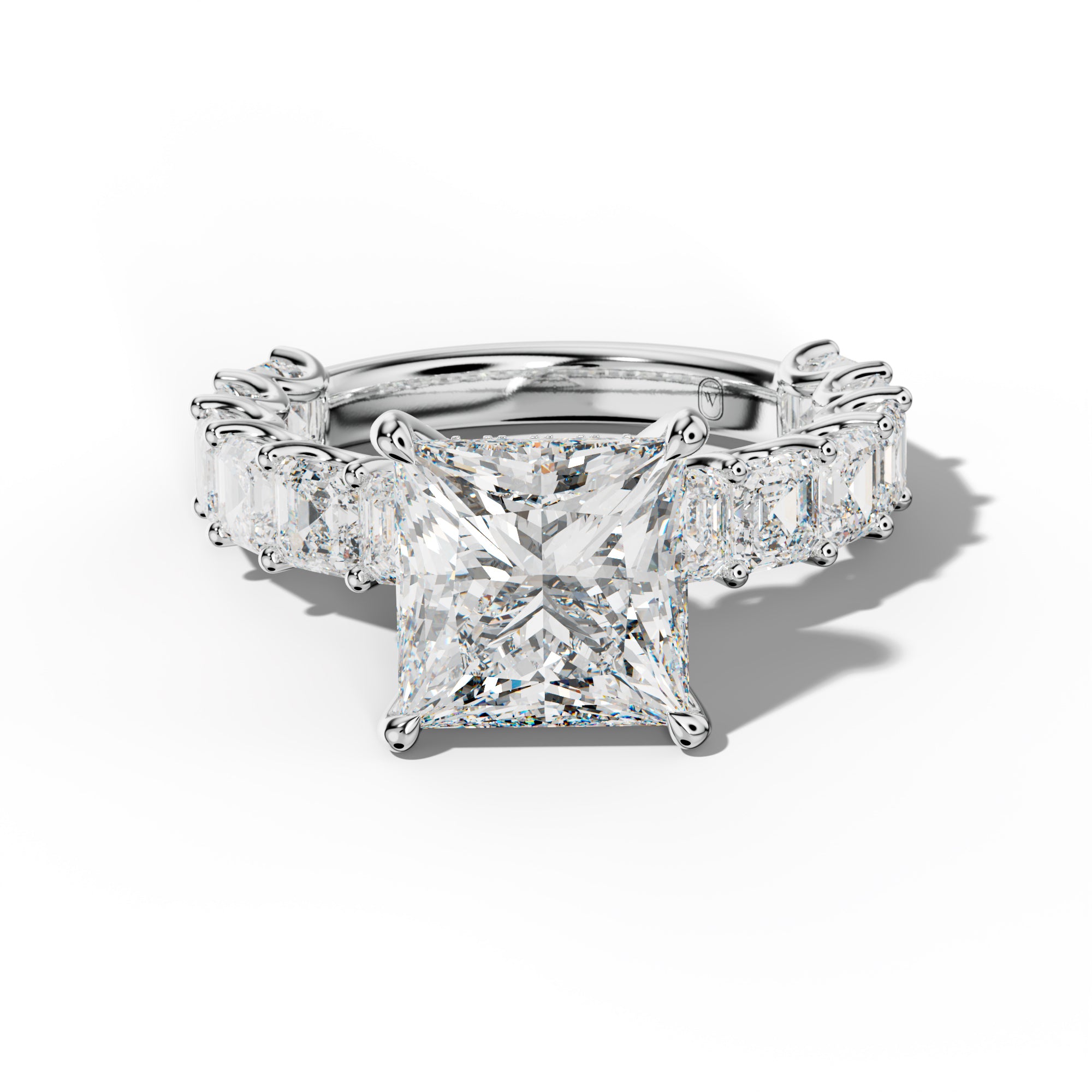 Haven Princess Cut Engagement Ring With Asscher Side Stones