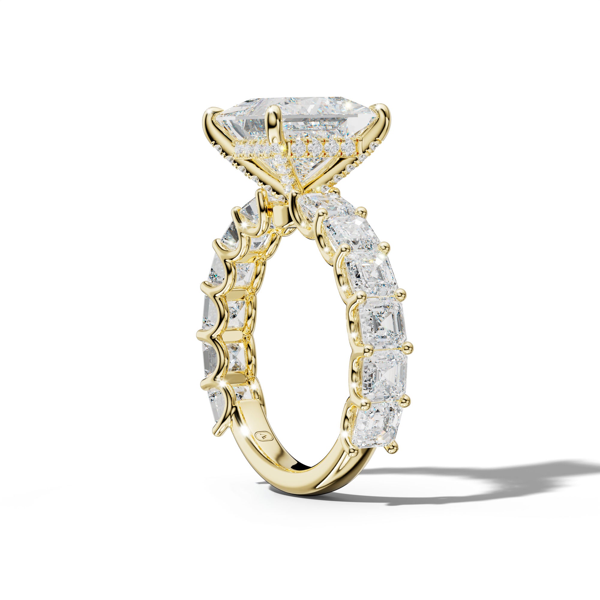 Haven Princess Cut Engagement Ring With Asscher Side Stones