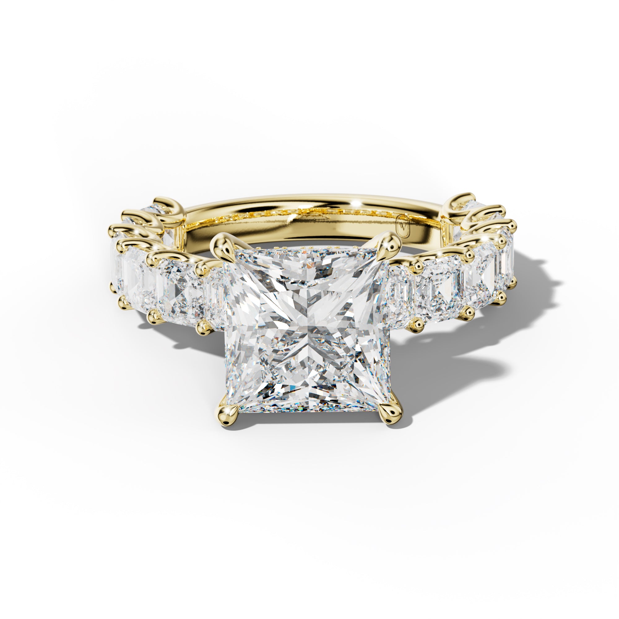 Haven Princess Cut Engagement Ring With Asscher Side Stones