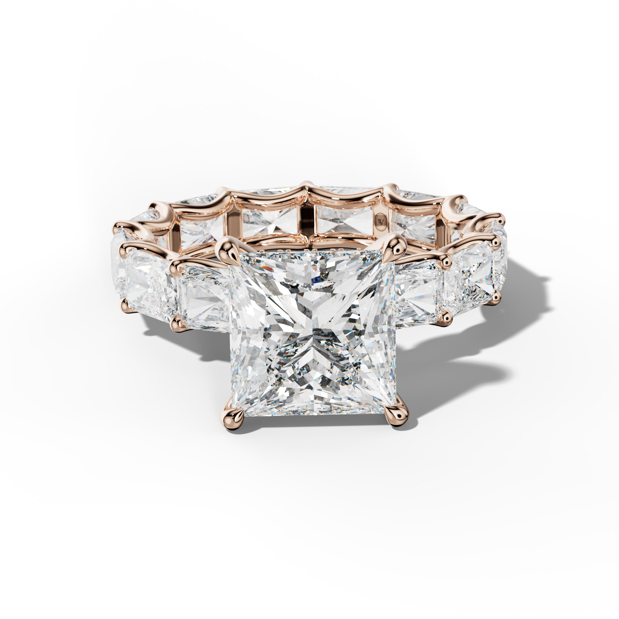 Daphne Princess Cut Engagement Ring With East West Radiant Side Stones