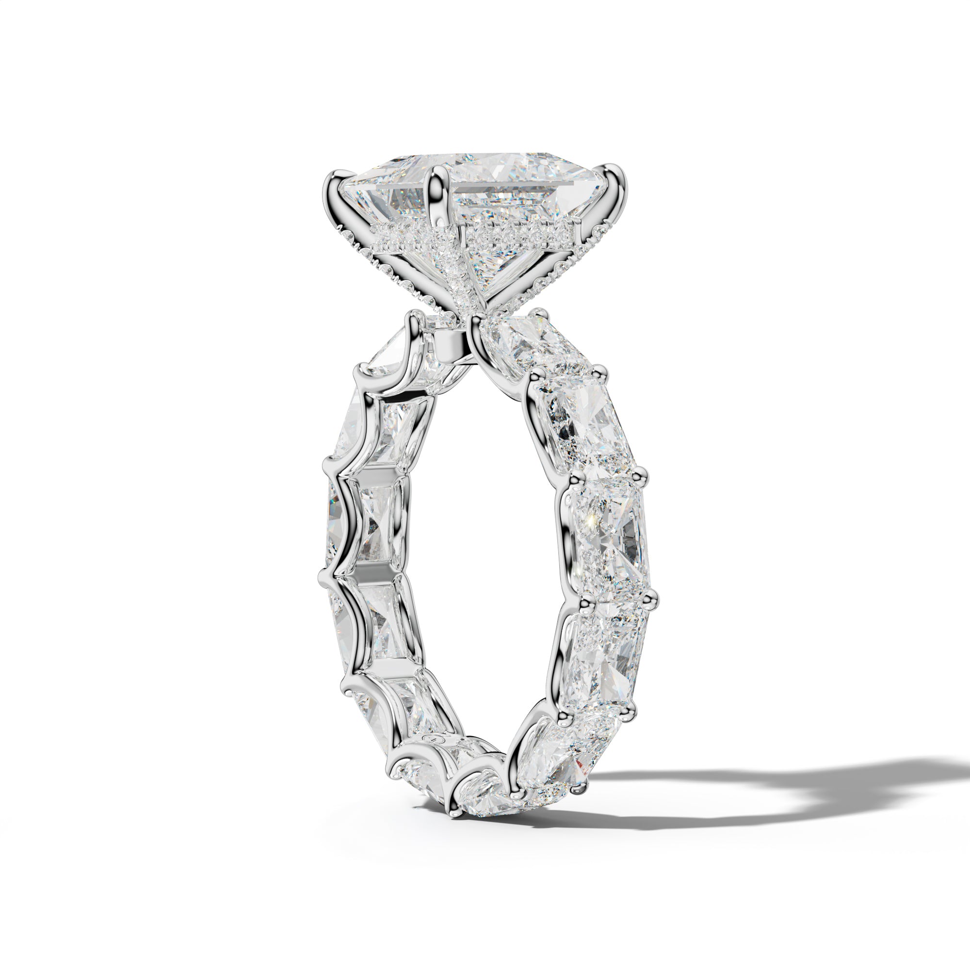 Daphne Princess Cut Engagement Ring With East West Radiant Side Stones