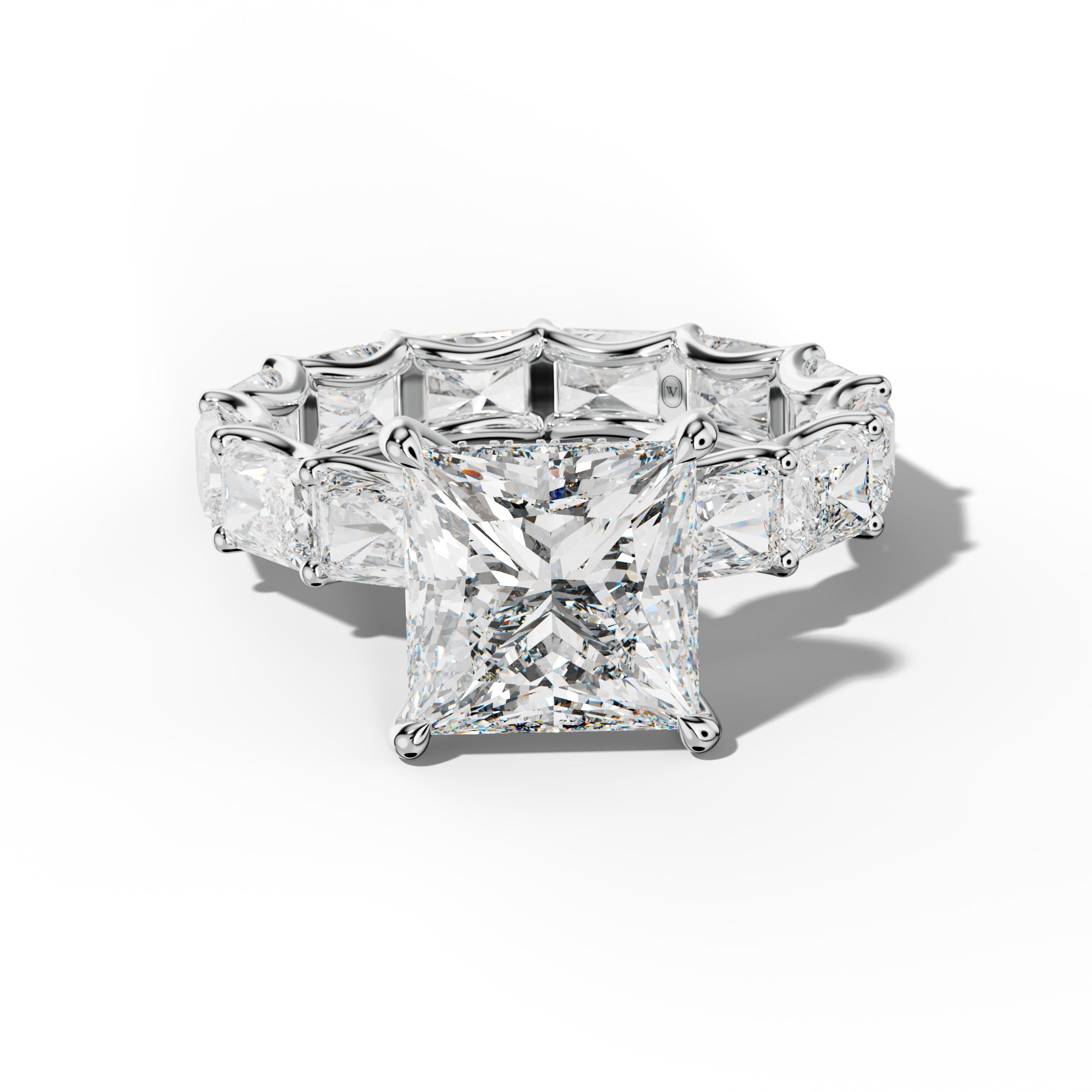 Daphne Princess Cut Engagement Ring With East West Radiant Side Stones