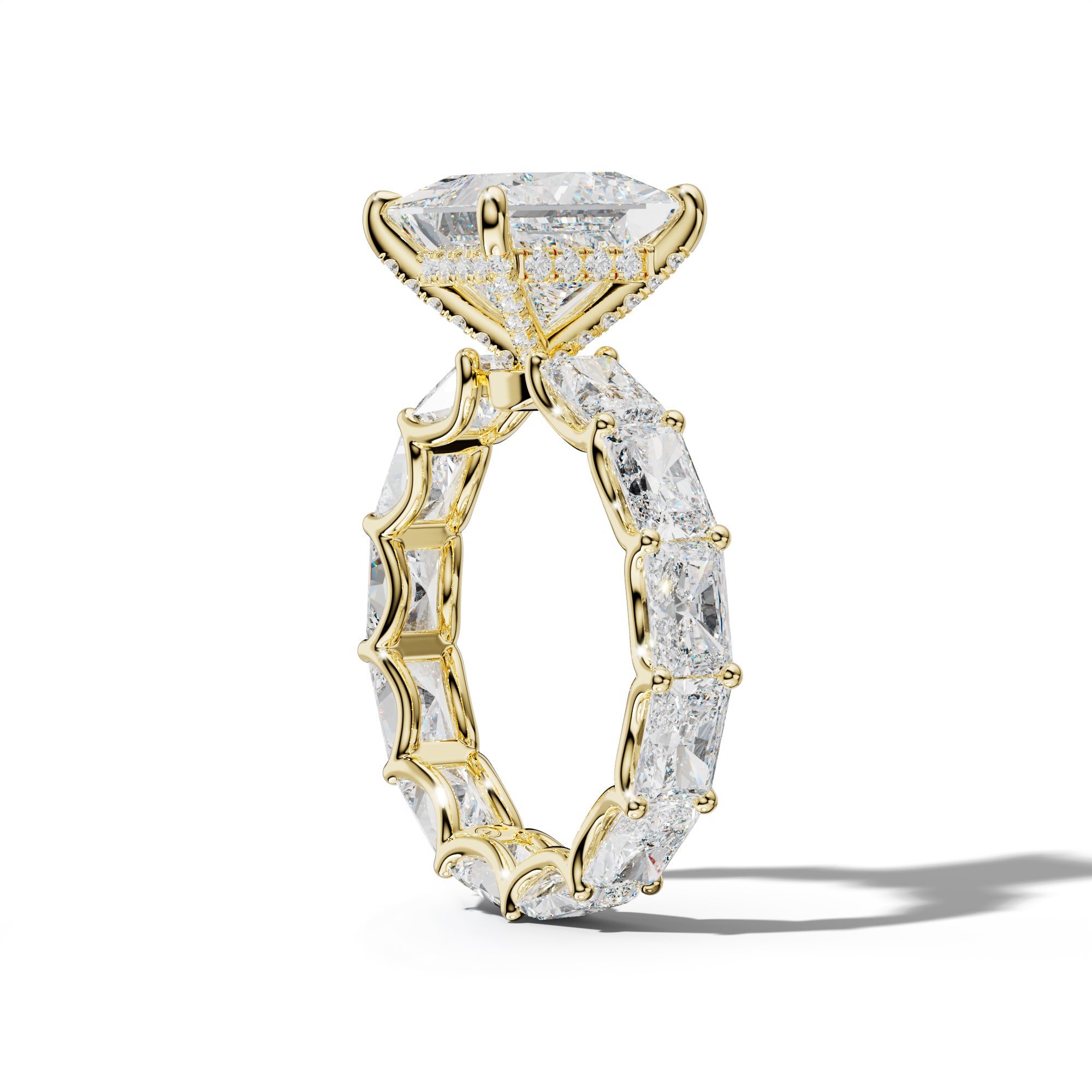 Daphne Princess Cut Engagement Ring With East West Radiant Side Stones