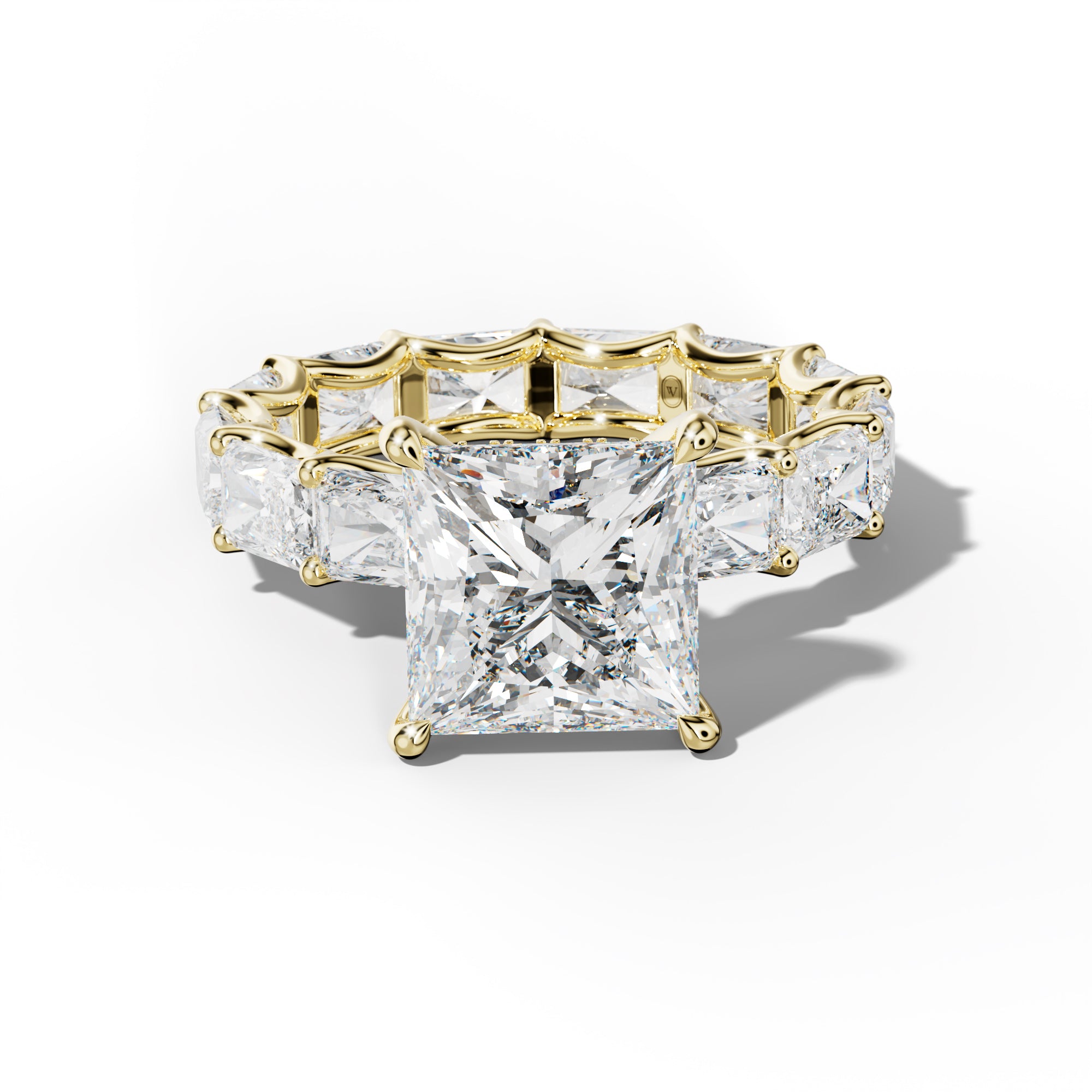 Daphne Princess Cut Engagement Ring With East West Radiant Side Stones