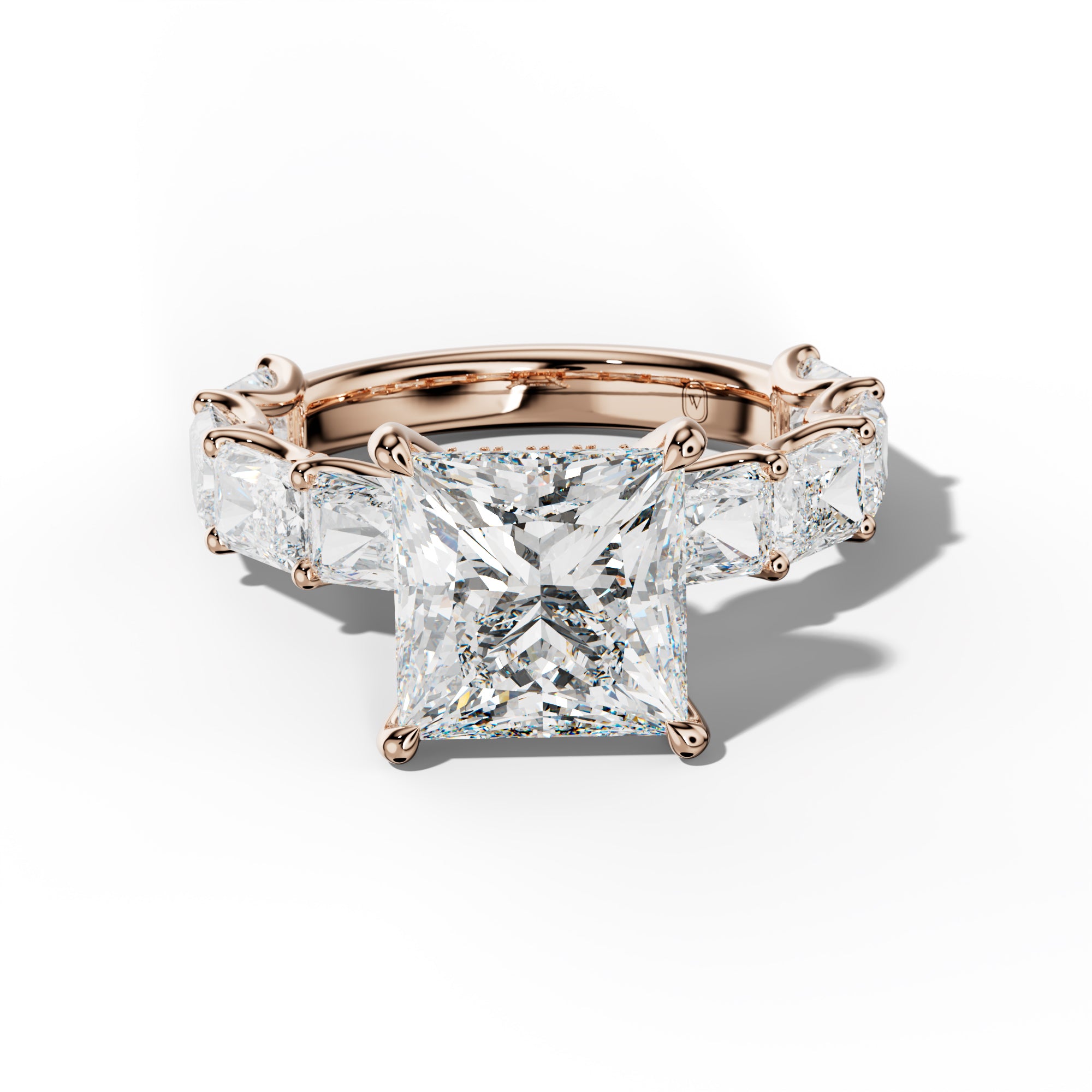Nancy Princess Cut Engagement Ring With East West Radiant Side Stones