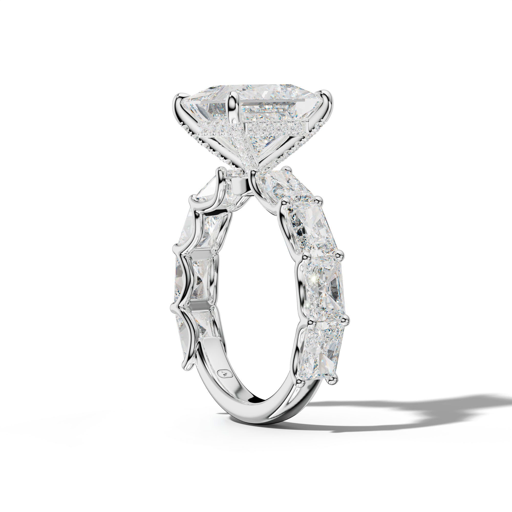 Nancy Princess Cut Engagement Ring With East West Radiant Side Stones