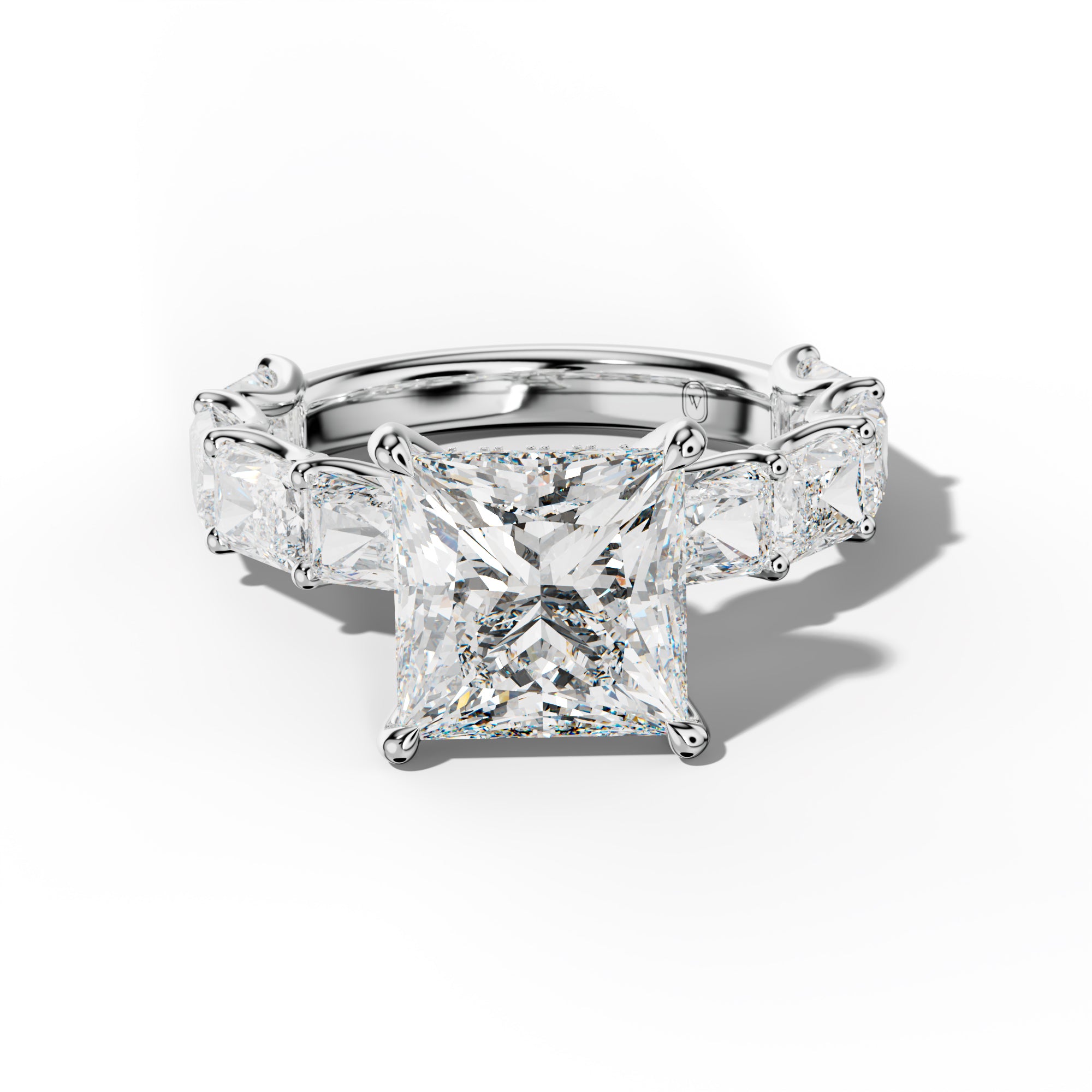 Nancy Princess Cut Engagement Ring With East West Radiant Side Stones