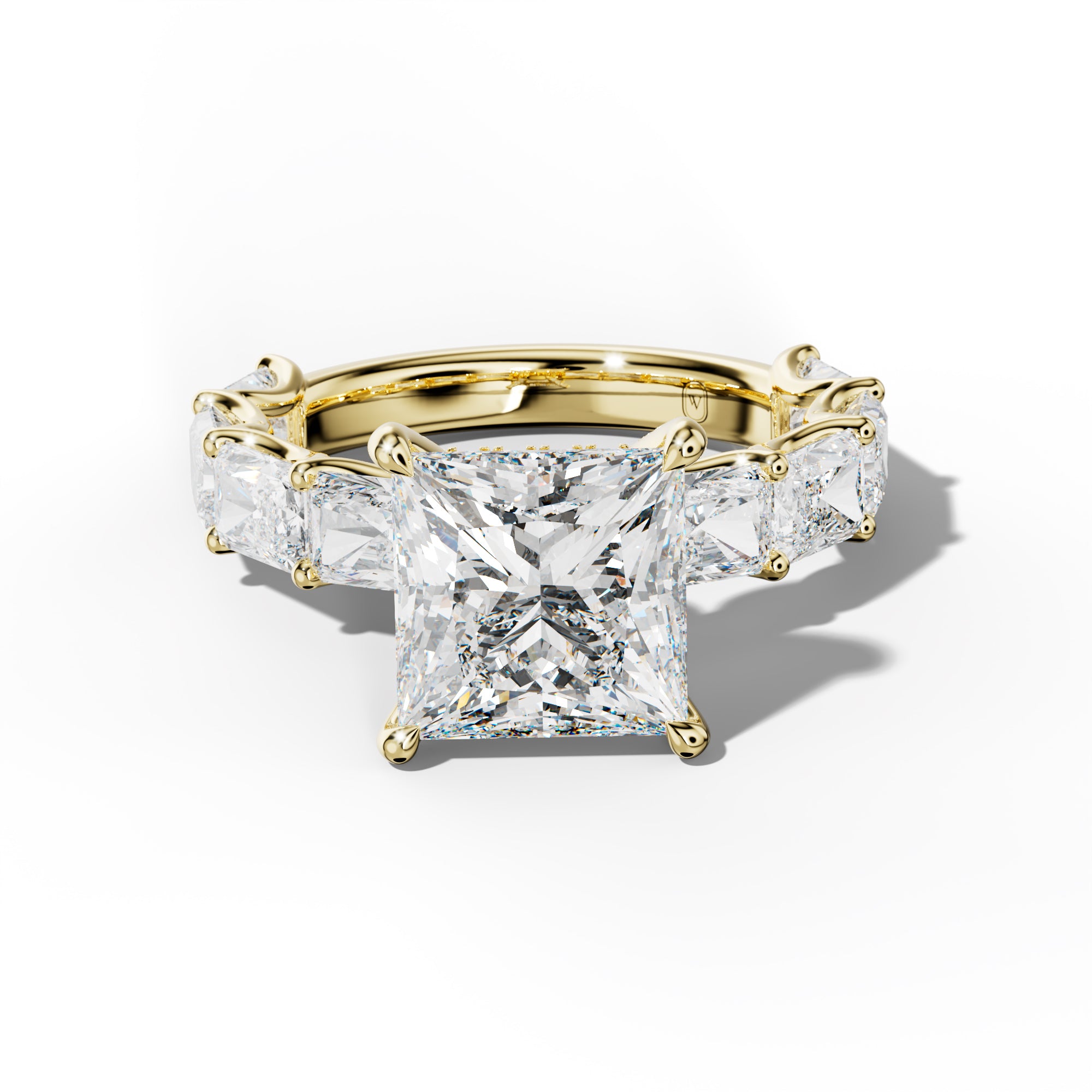 Nancy Princess Cut Engagement Ring With East West Radiant Side Stones