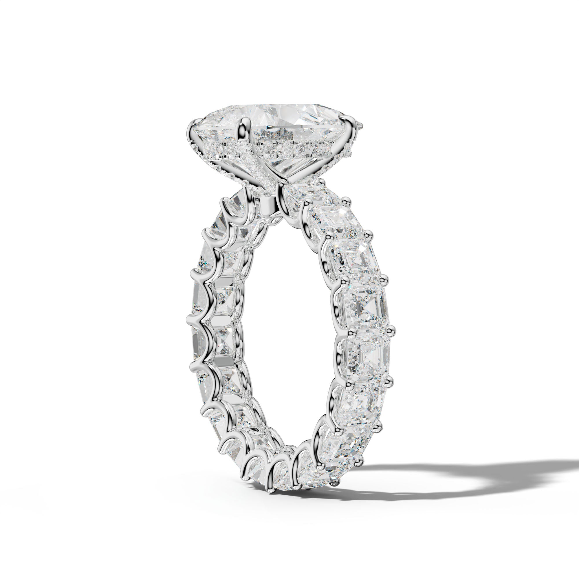 Aisha Pear Shape Engagement Ring With Asscher Side Stones