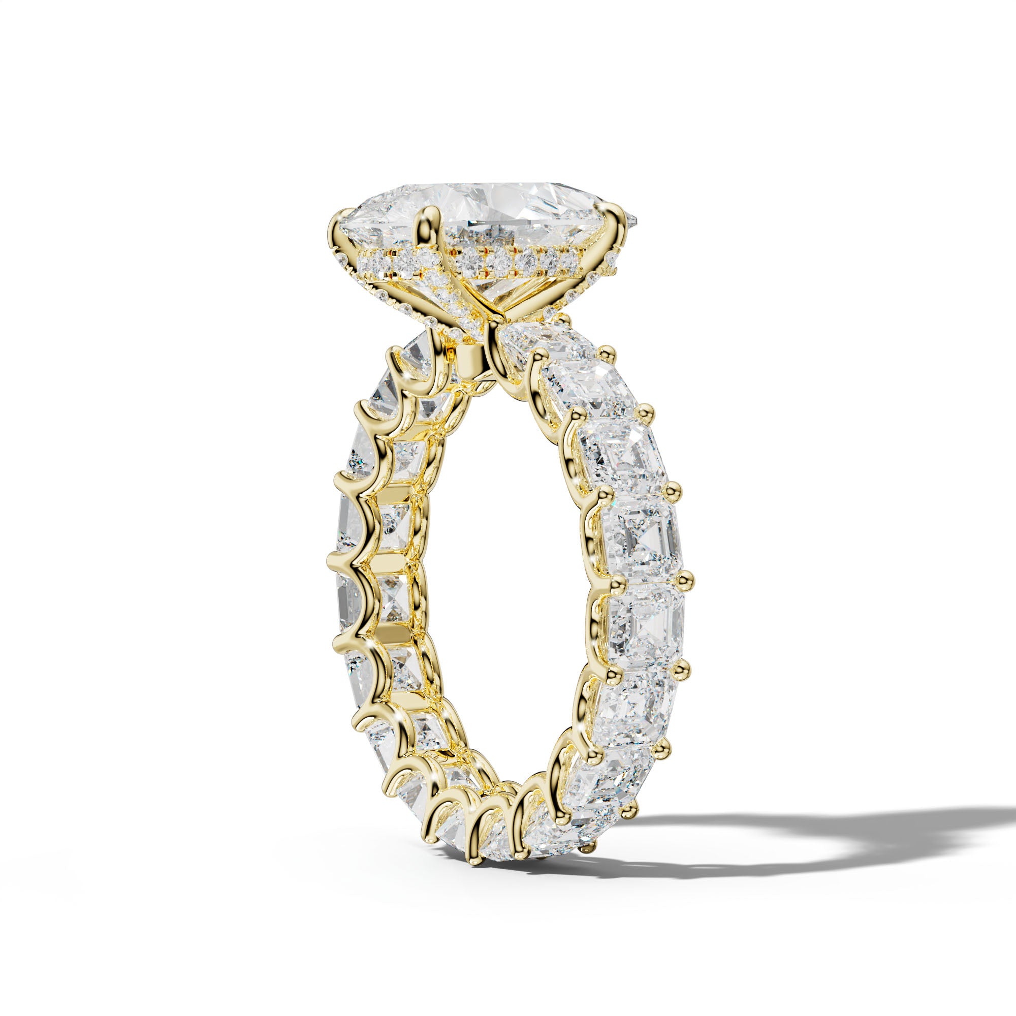 Aisha Pear Shape Engagement Ring With Asscher Side Stones
