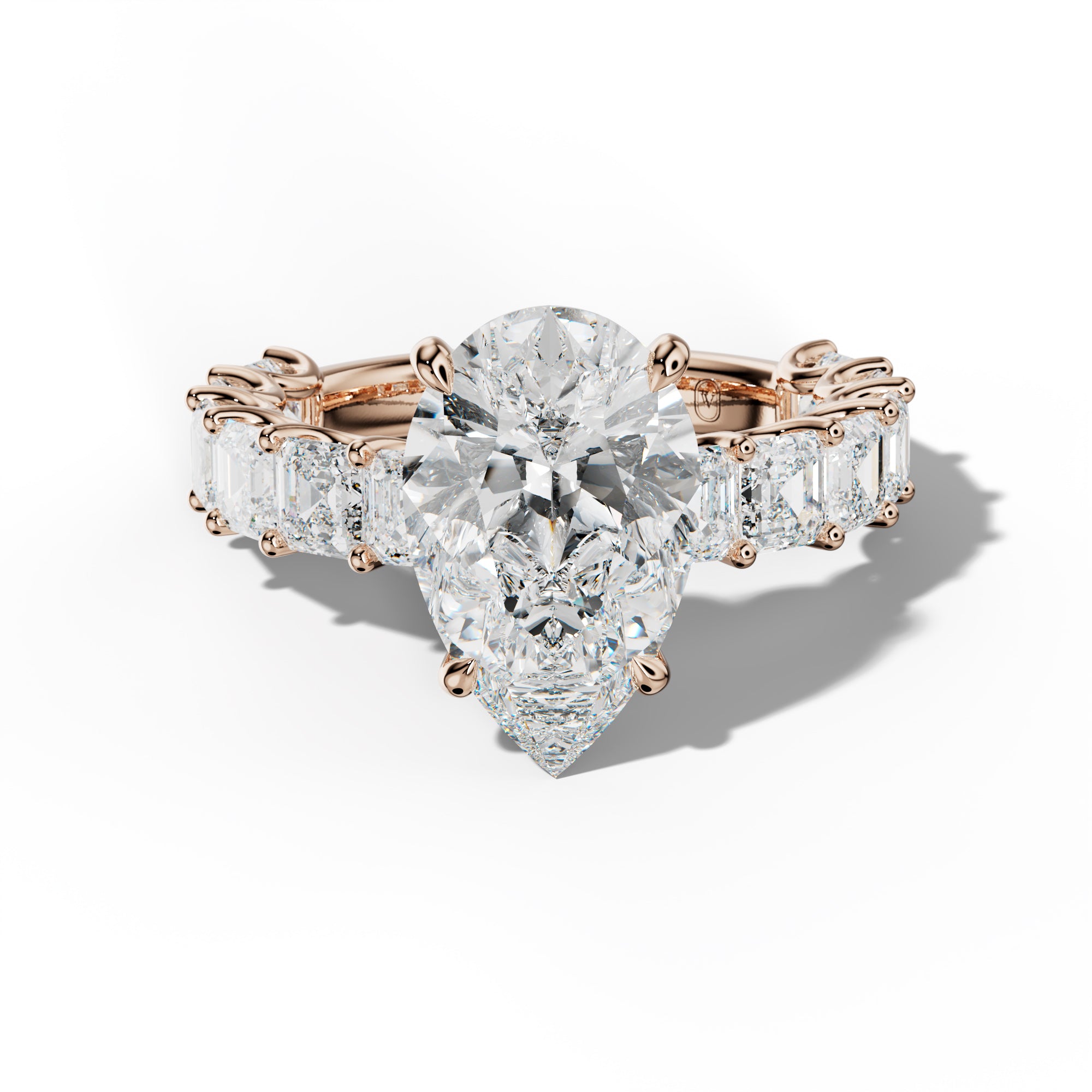 Haven Pear Shape Engagement Ring With Asscher Side Stones
