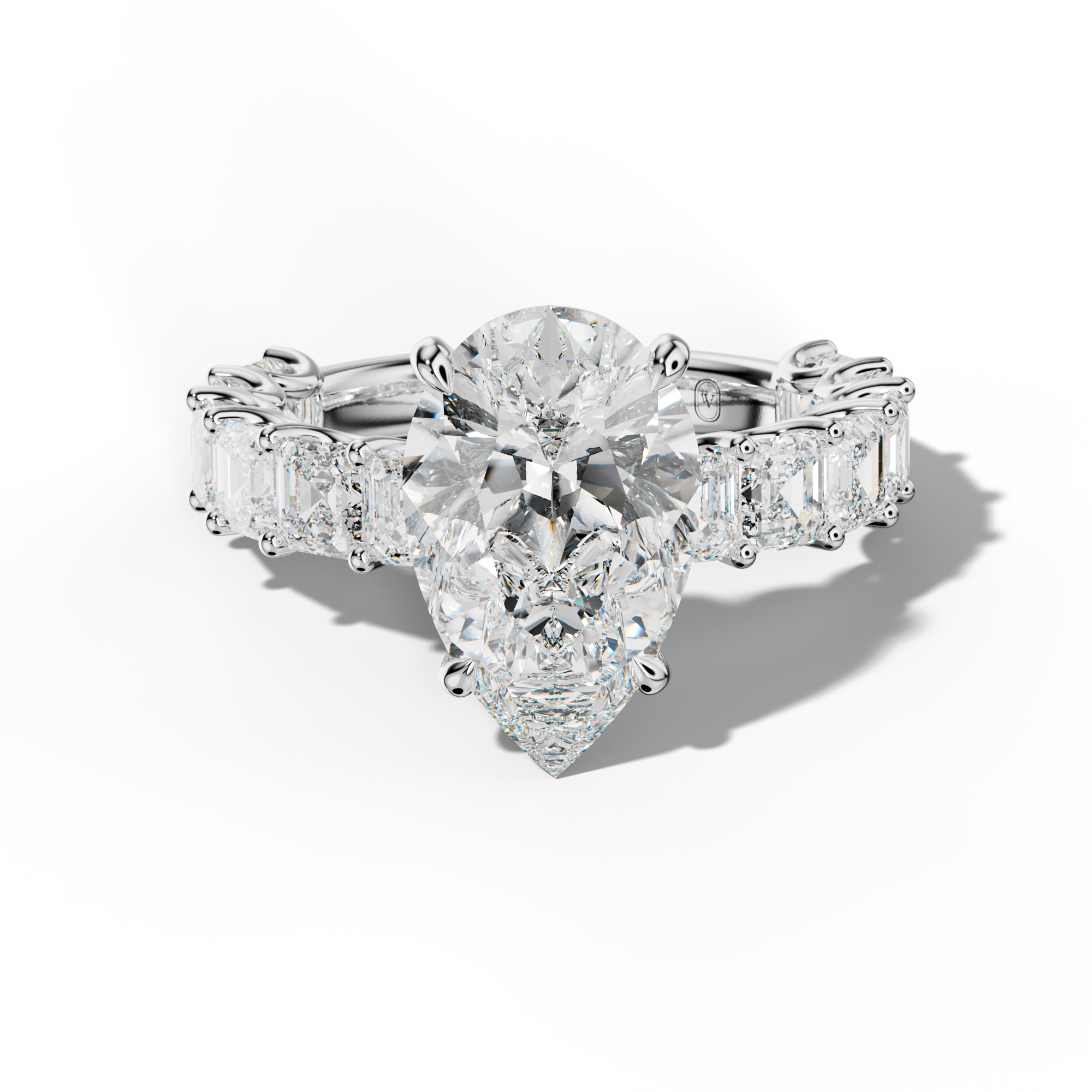 Haven Pear Shape Engagement Ring With Asscher Side Stones