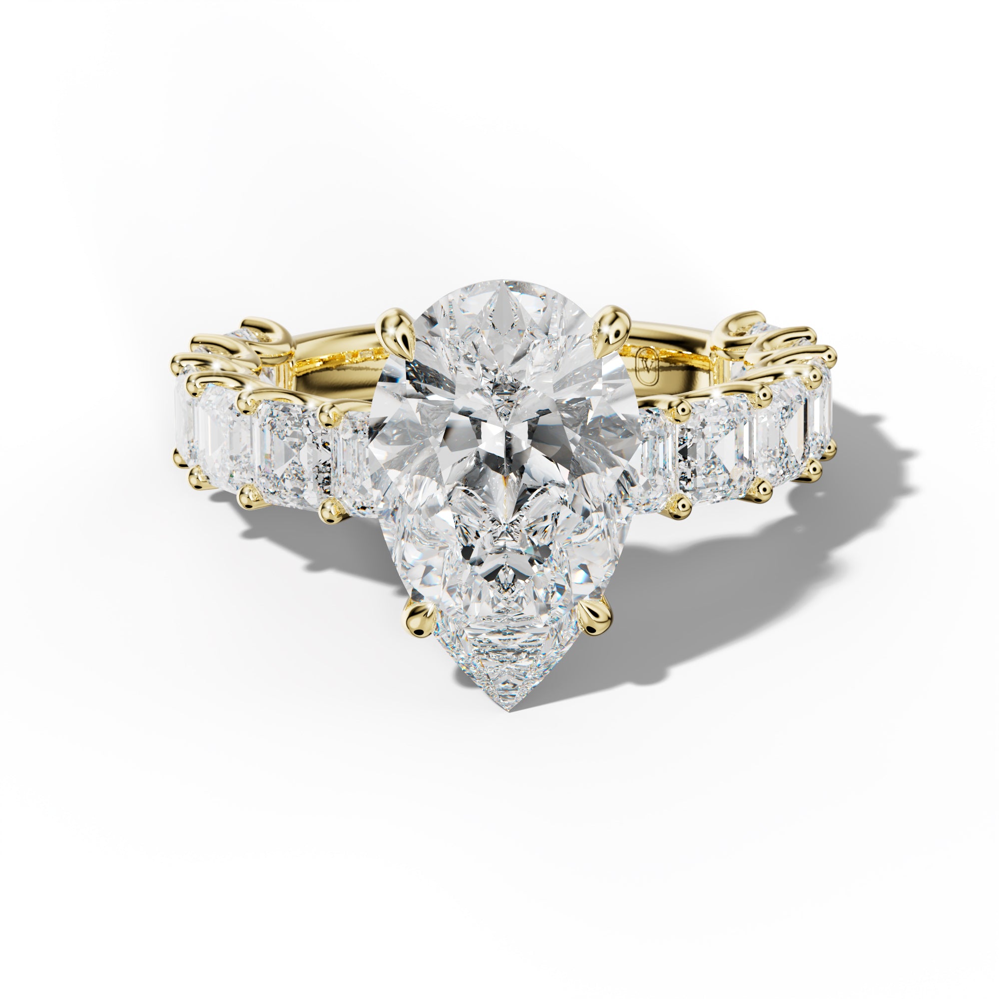 Haven Pear Shape Engagement Ring With Asscher Side Stones