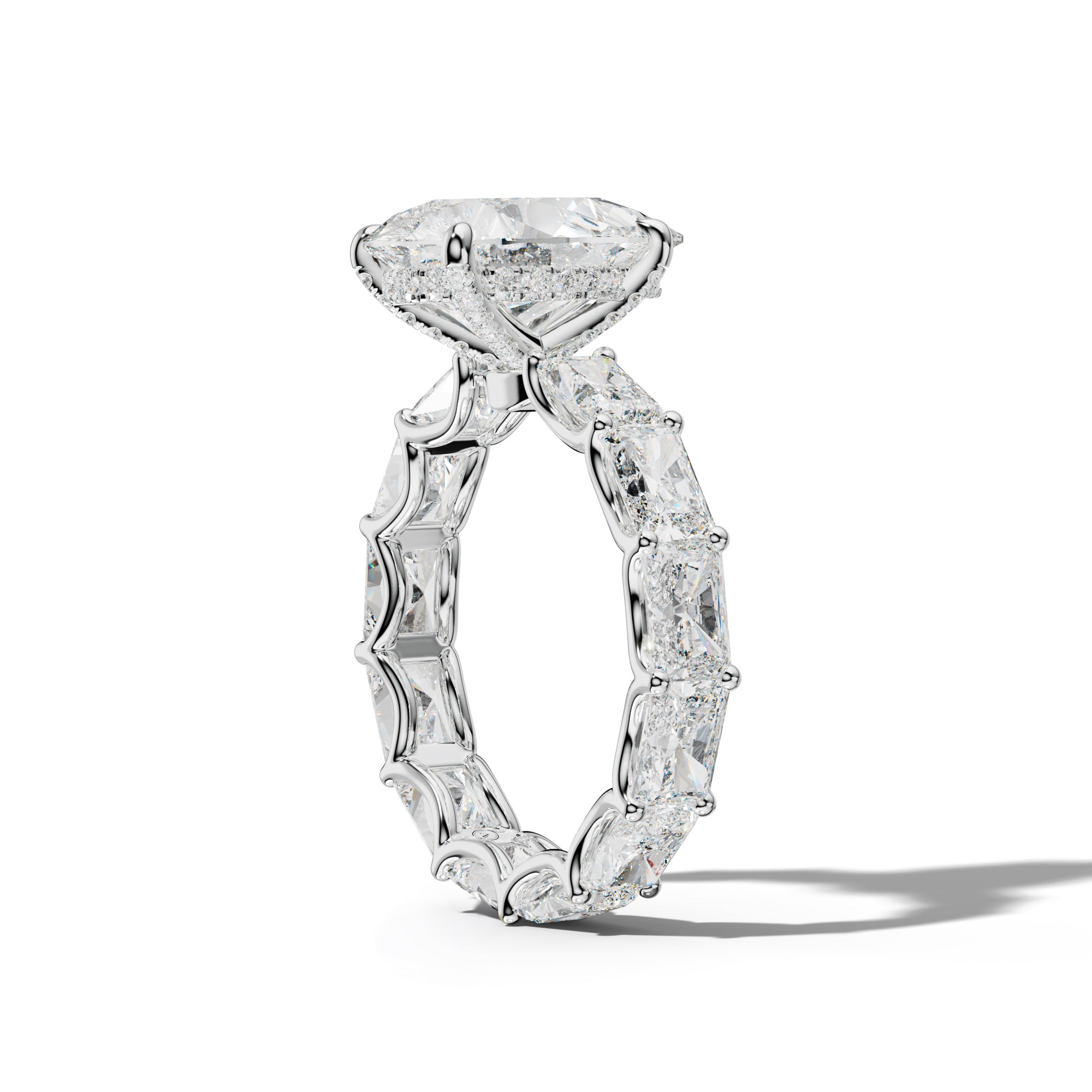 Daphne Pear Shape Engagement Ring With East West Radiant Side Stones