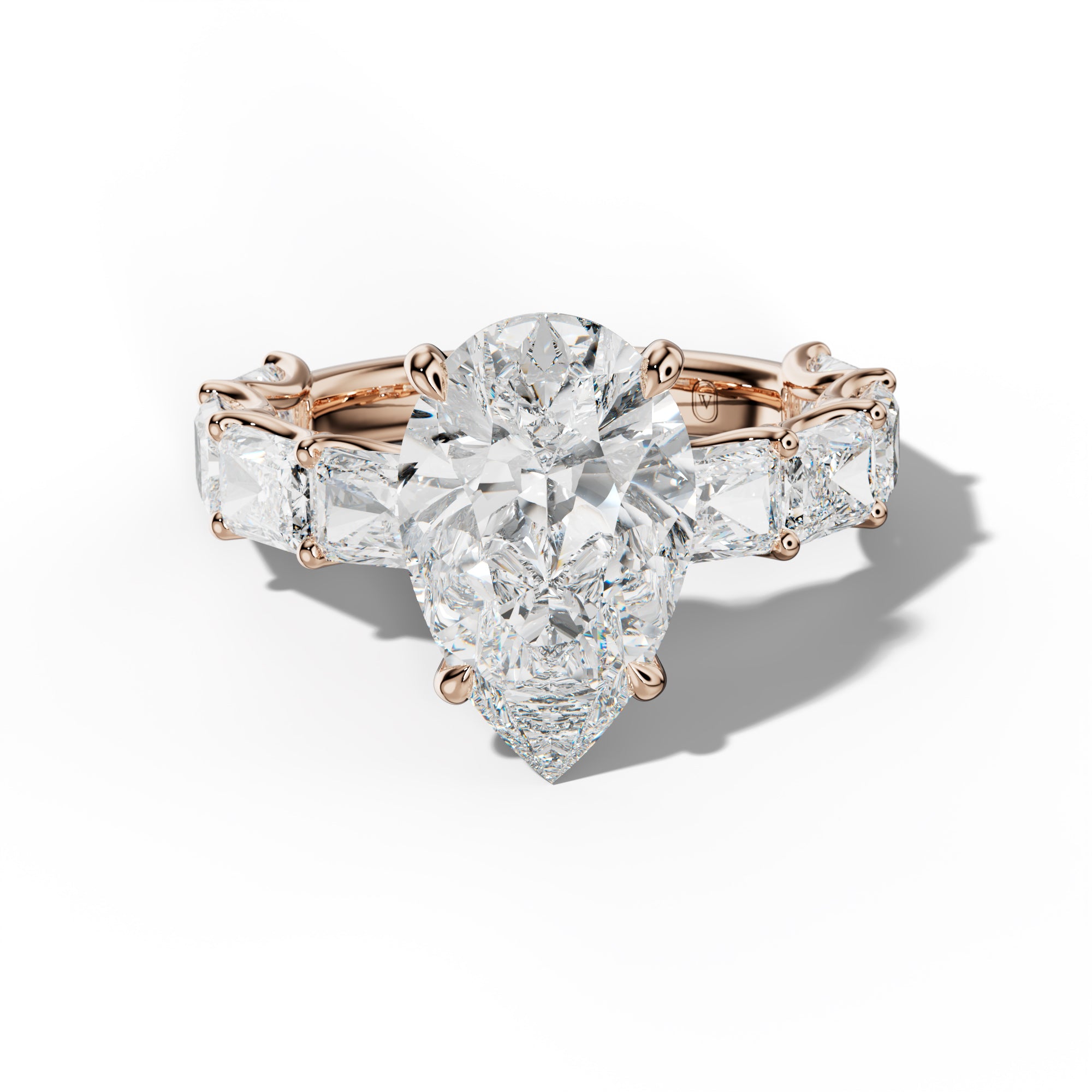 Nancy Pear Shape Engagement Ring With East West Radiant Side Stones