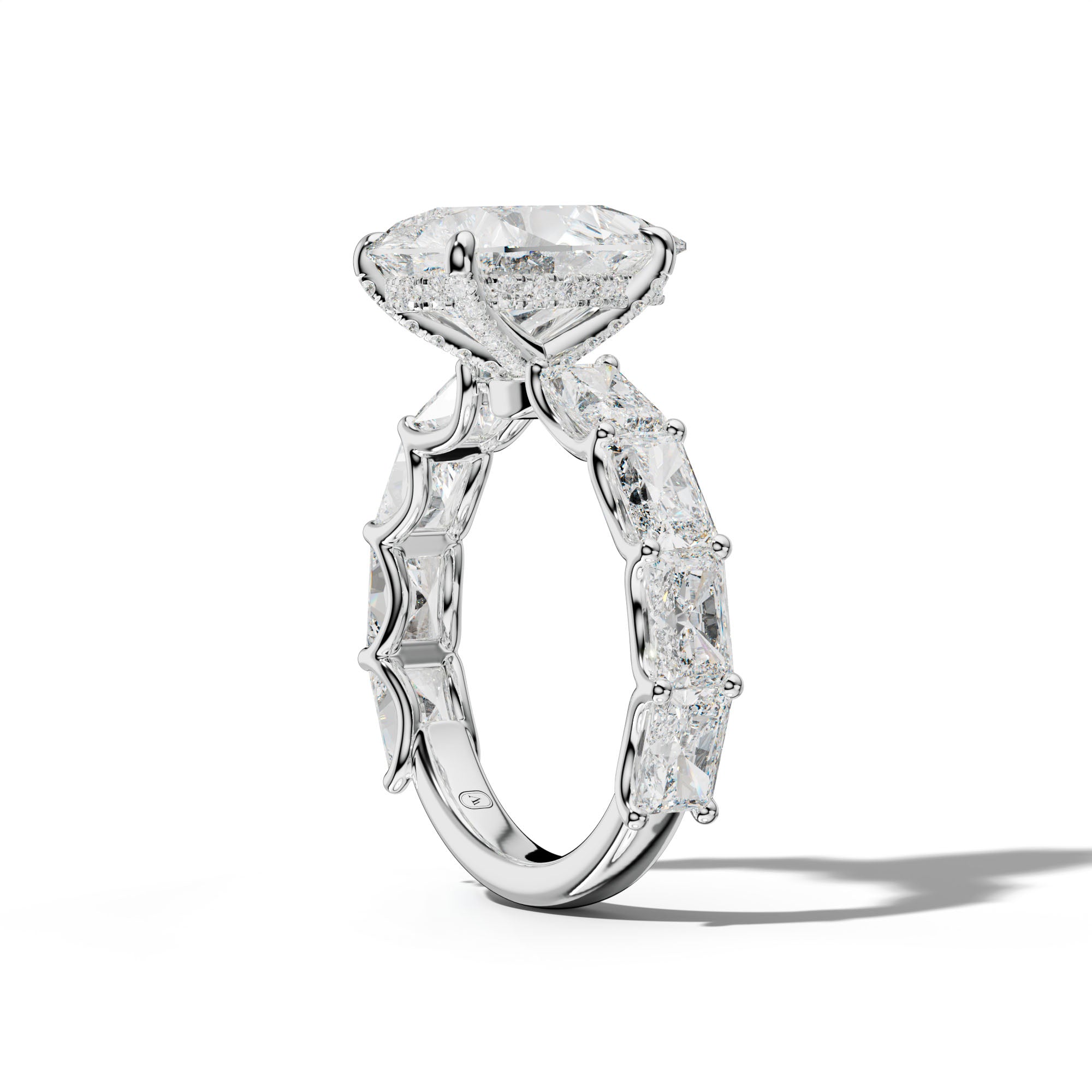 Nancy Pear Shape Engagement Ring With East West Radiant Side Stones