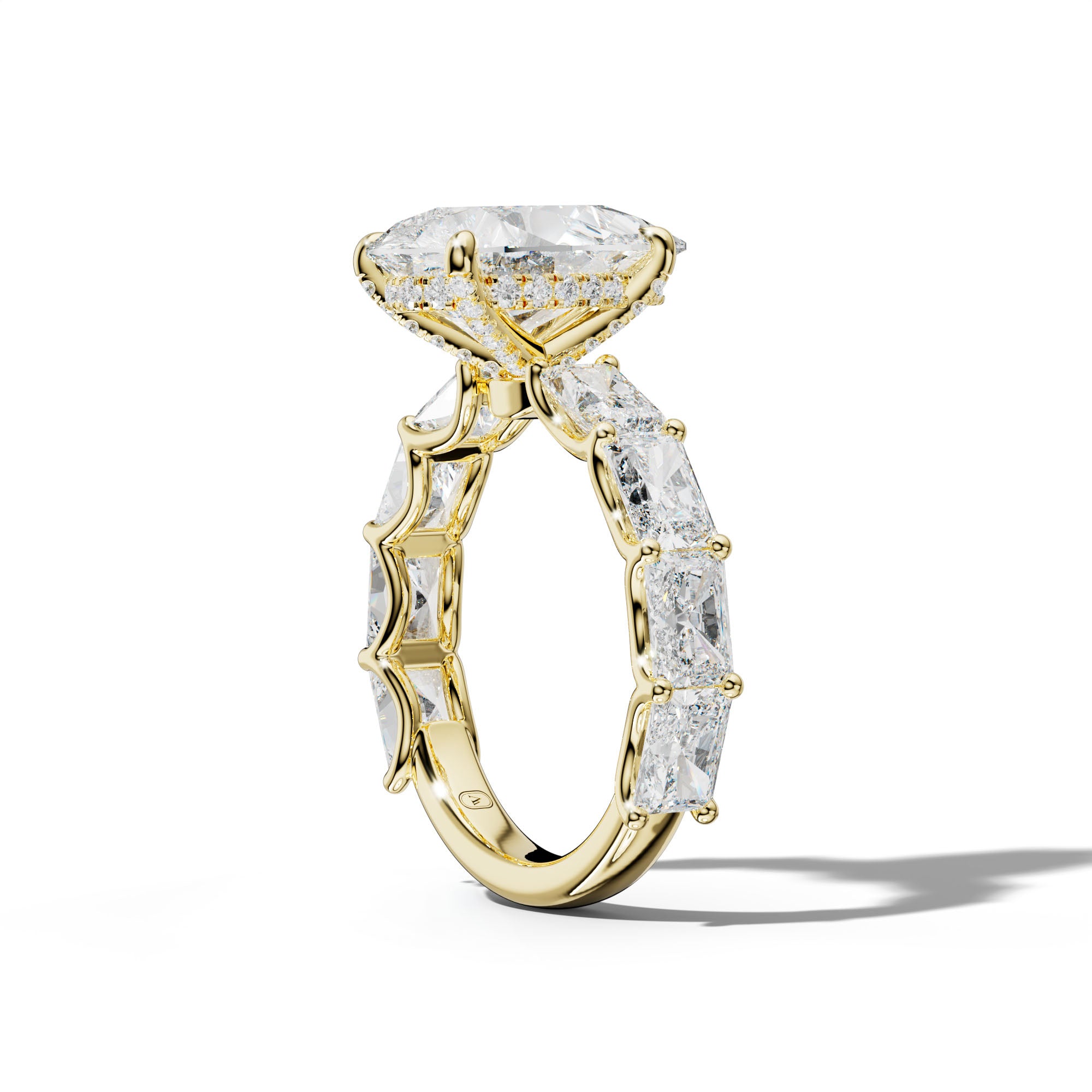 Nancy Pear Shape Engagement Ring With East West Radiant Side Stones