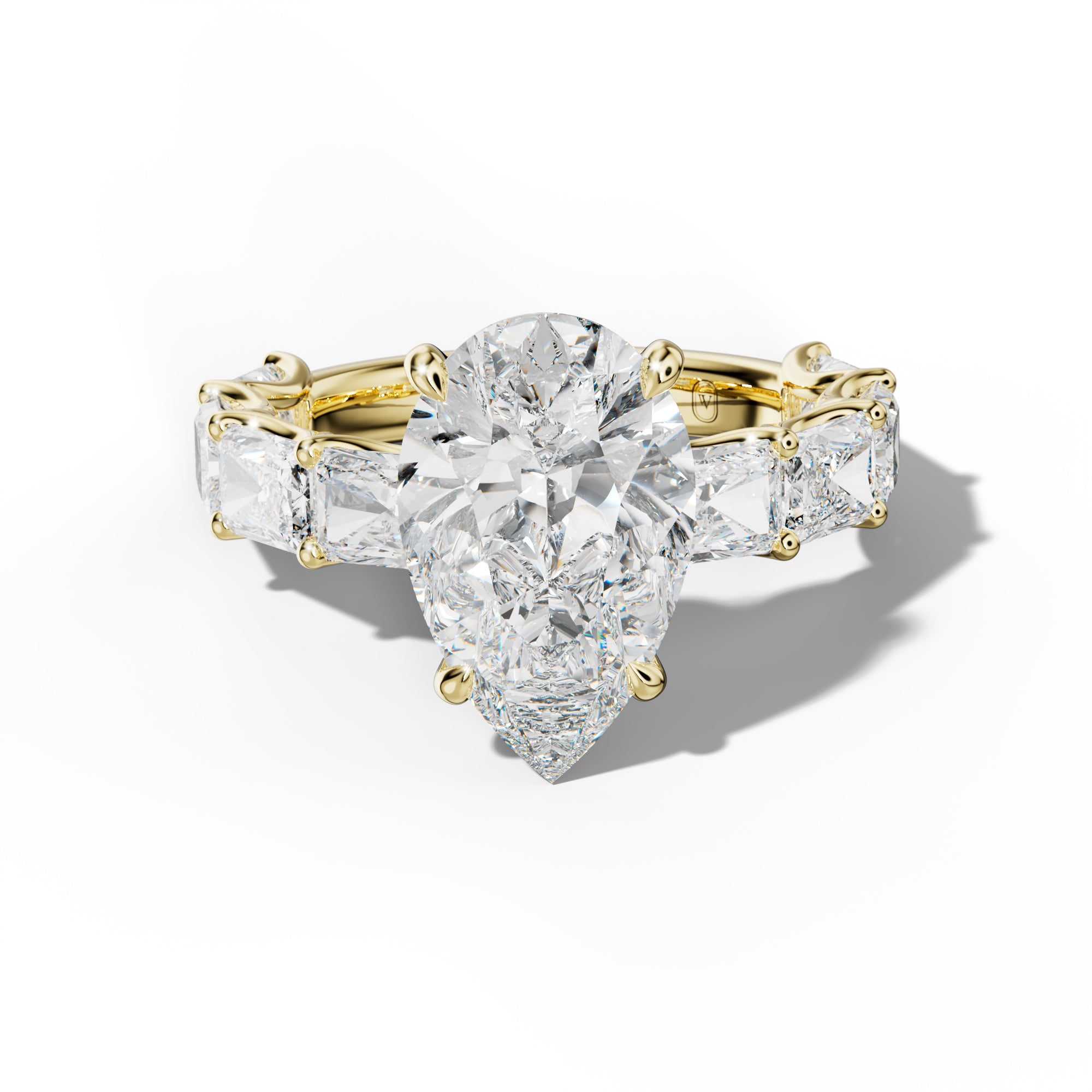 Nancy Pear Shape Engagement Ring With East West Radiant Side Stones