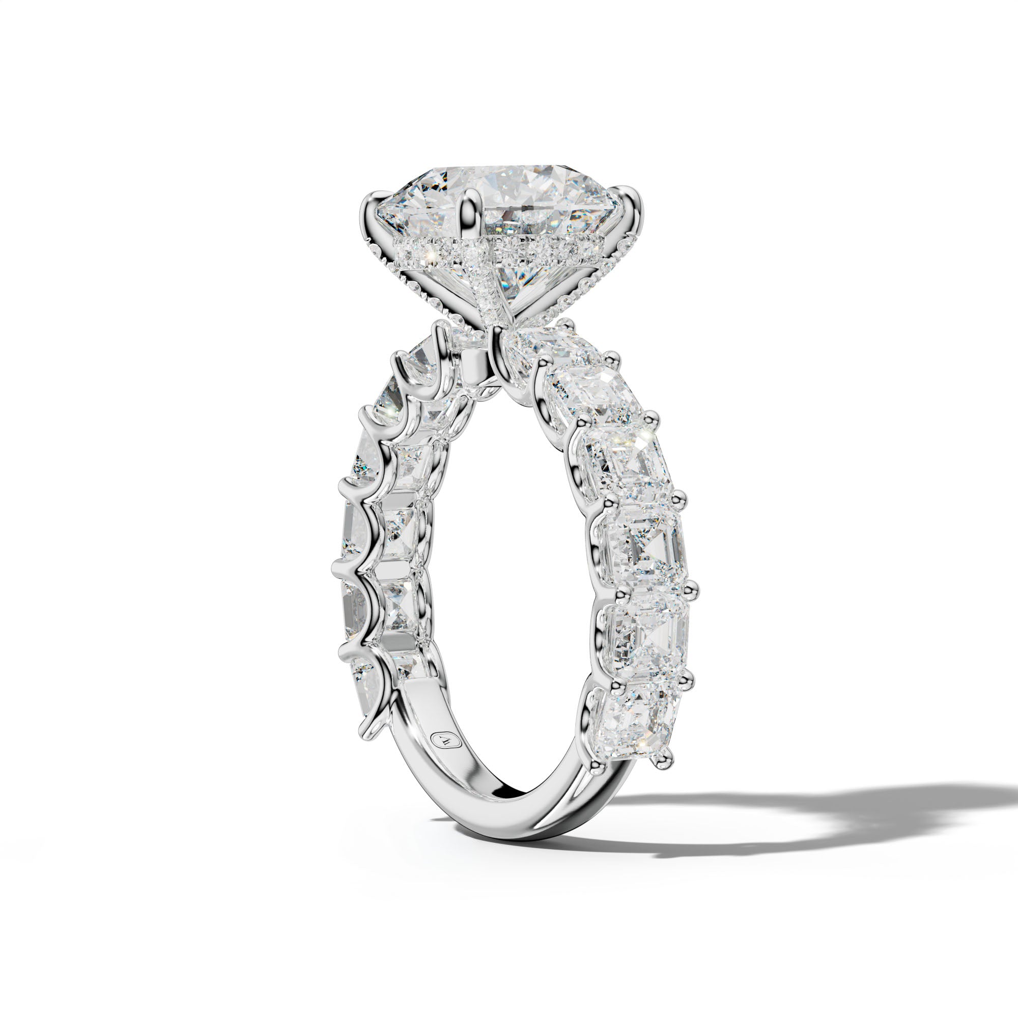 Haven Round Diamond Engagement Ring With Asscher Side Stones
