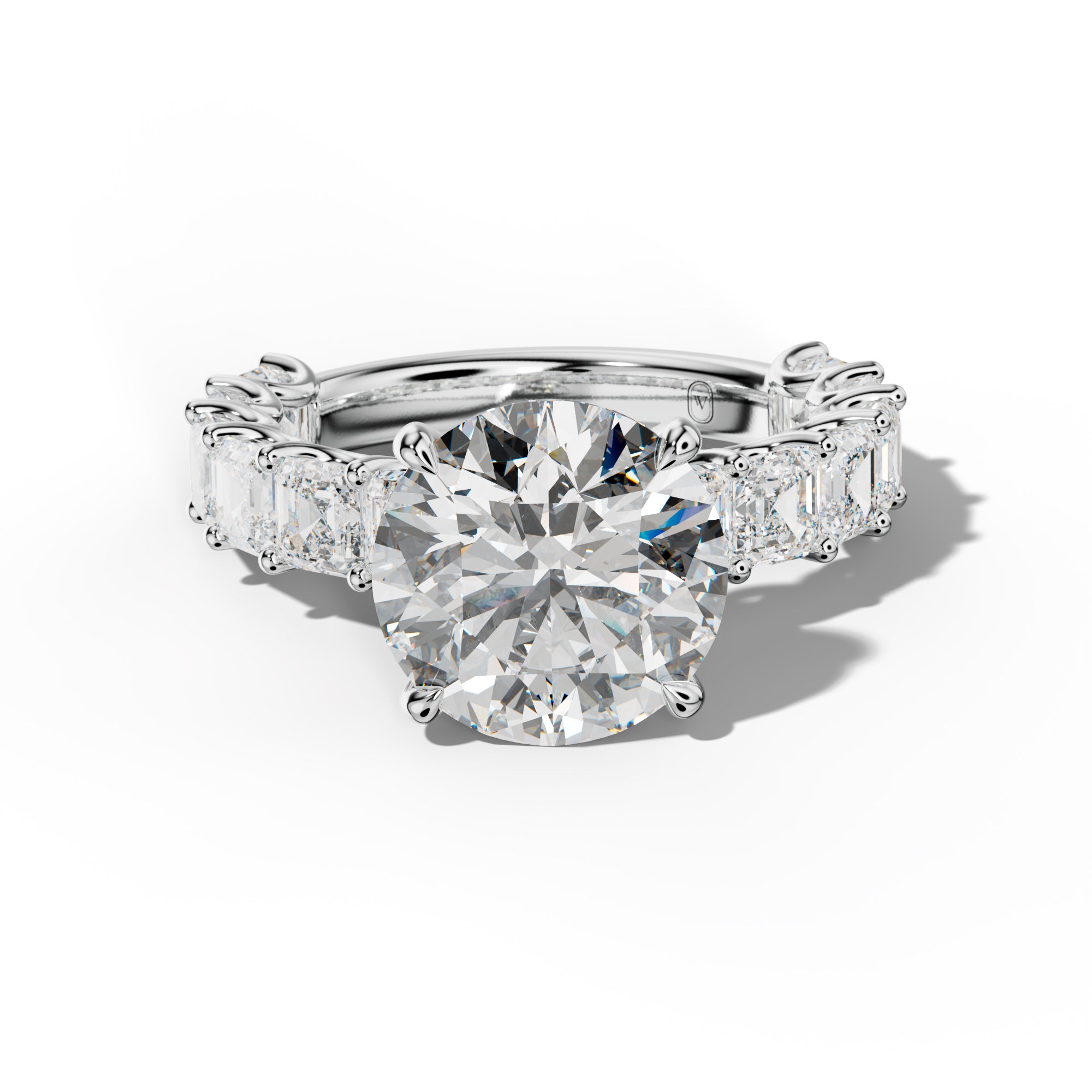 Haven Round Diamond Engagement Ring With Asscher Side Stones