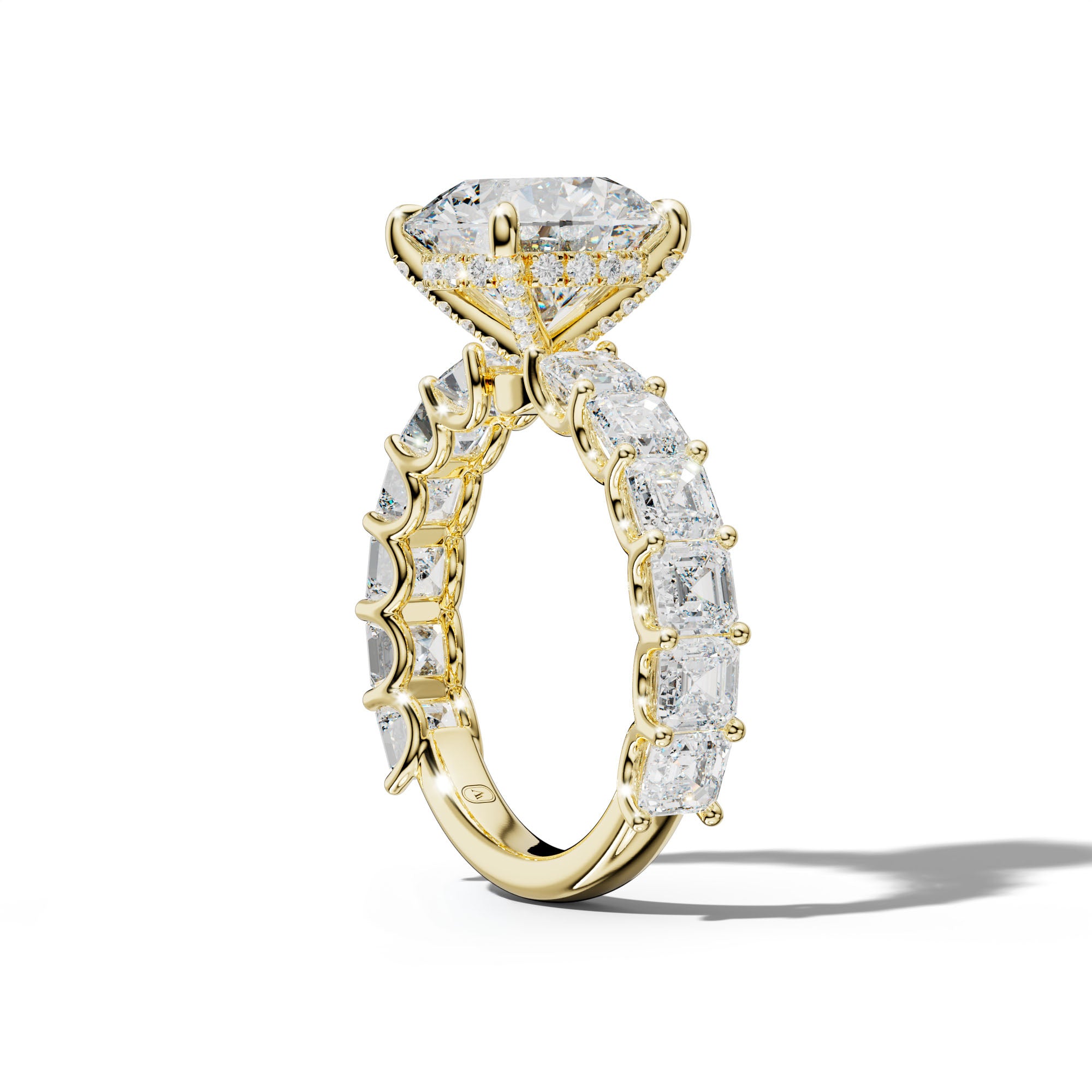 Haven Round Diamond Engagement Ring With Asscher Side Stones