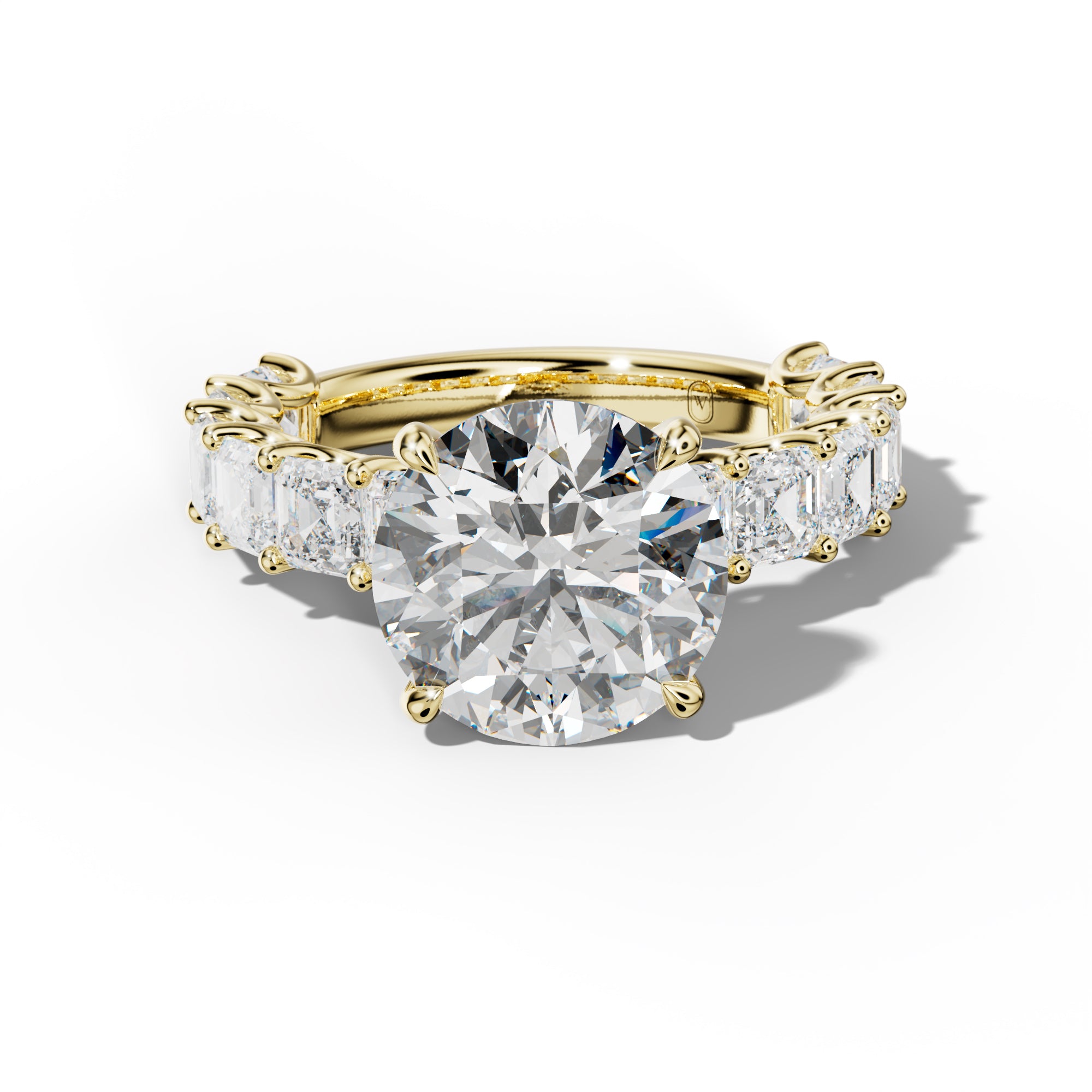 Haven Round Diamond Engagement Ring With Asscher Side Stones